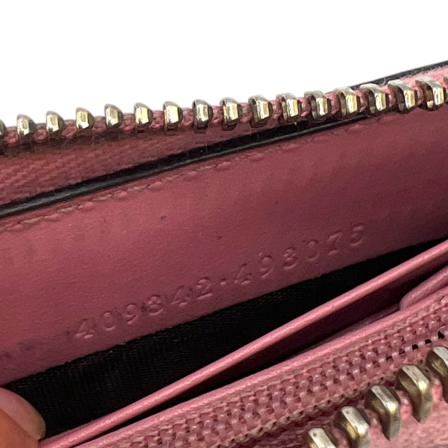 Gucci Pink Leather Embossed Monogram Long Zip Wallet