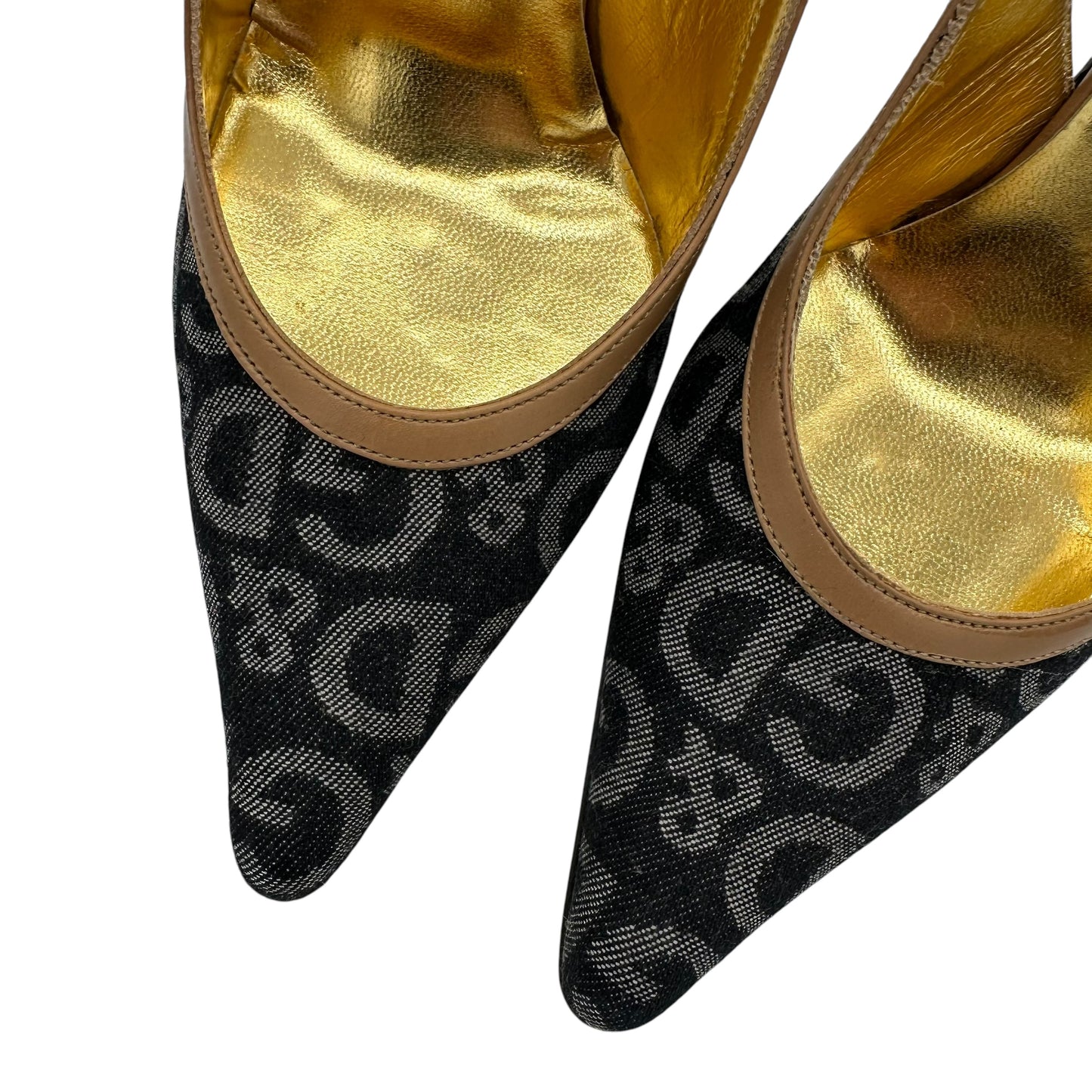 D&G Dolce & Gabbana Denim Logo Slingback Heels
