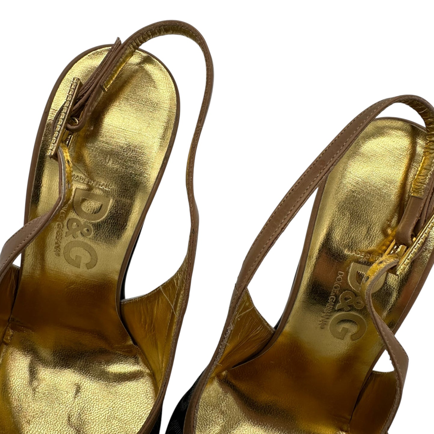 D&G Dolce & Gabbana Denim Logo Slingback Heels