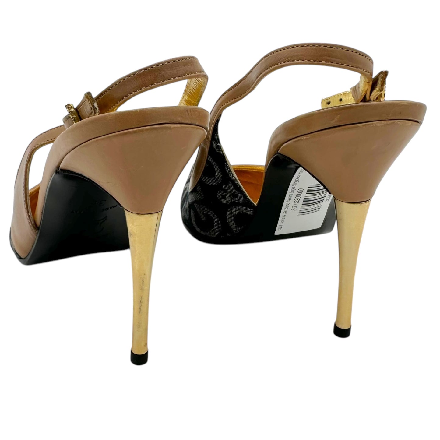 D&G Dolce & Gabbana Denim Logo Slingback Heels
