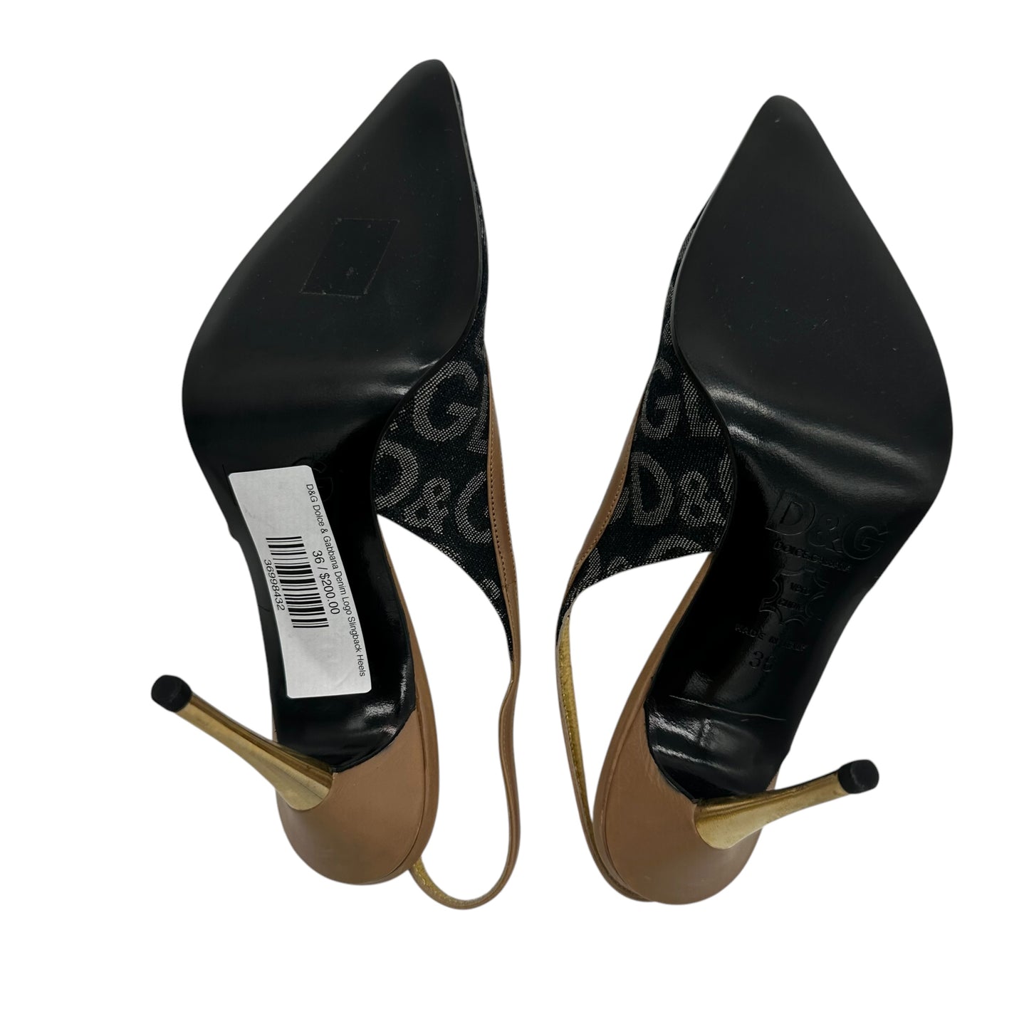 D&G Dolce & Gabbana Denim Logo Slingback Heels