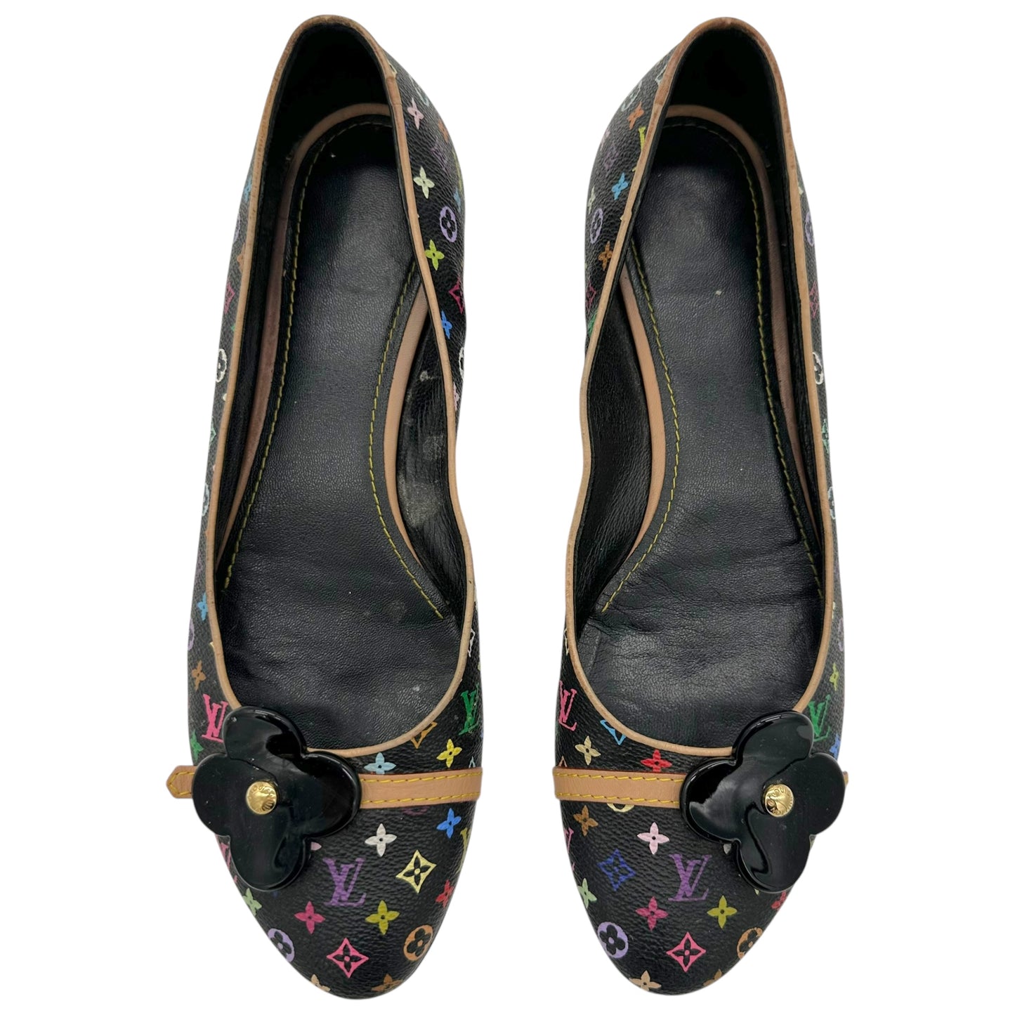 Louis Vuitton Murakami Black Multicolor Monogram Flats