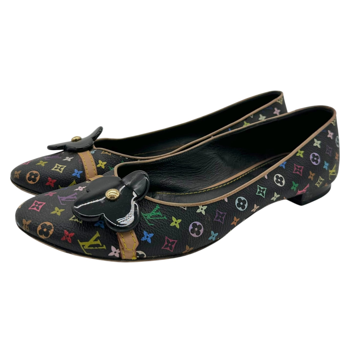 Louis Vuitton Murakami Black Multicolor Monogram Flats