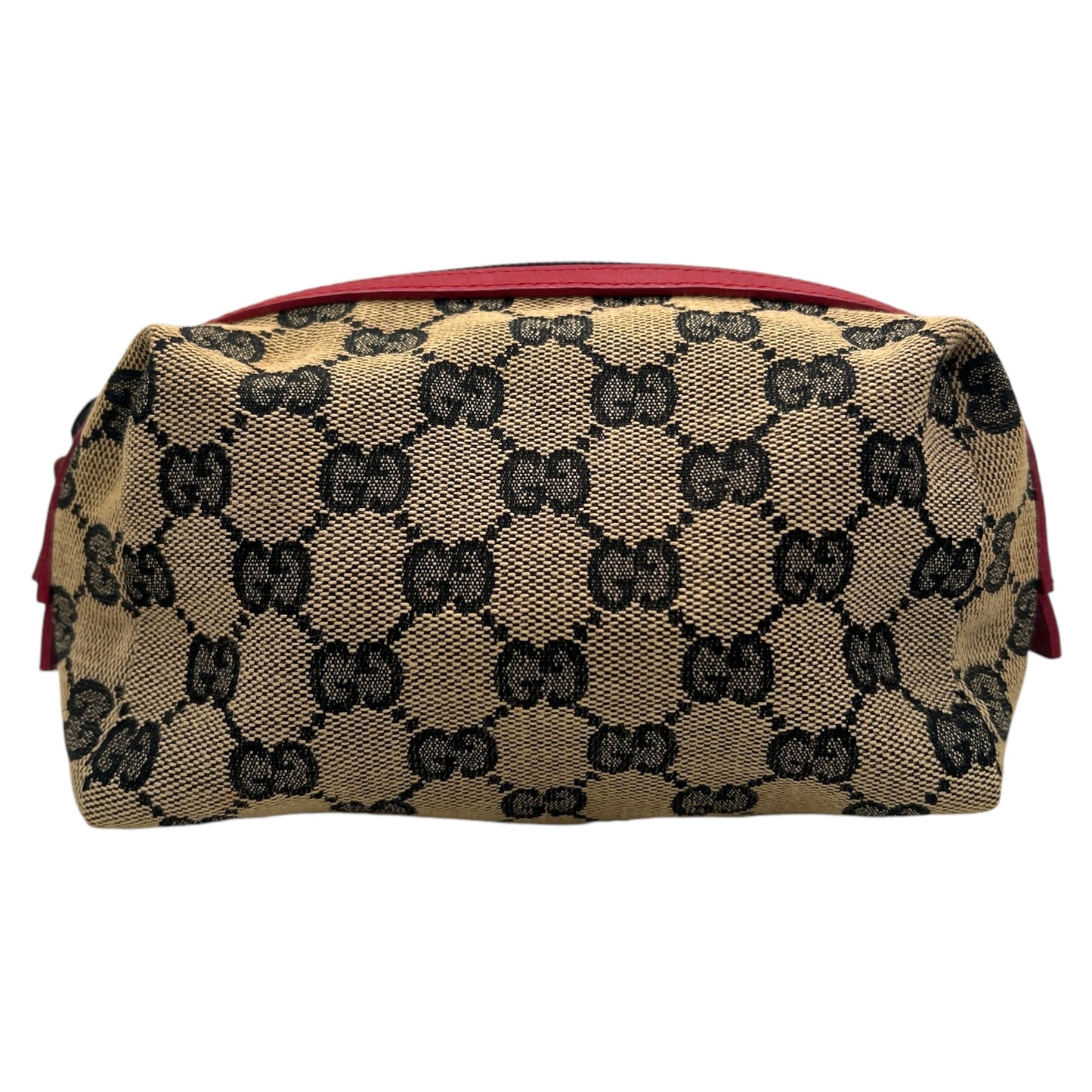Gucci Gray Monogram & Red Trim Small Cosmetic Bag - Outfit Repeater