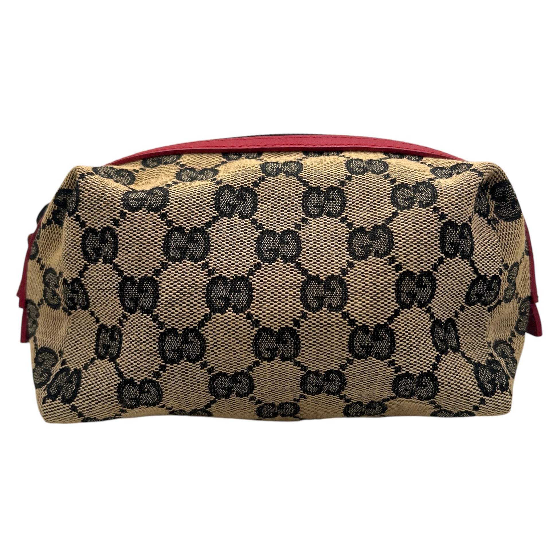 Gucci Gray Monogram & Red Trim Small Cosmetic Bag - Outfit Repeater