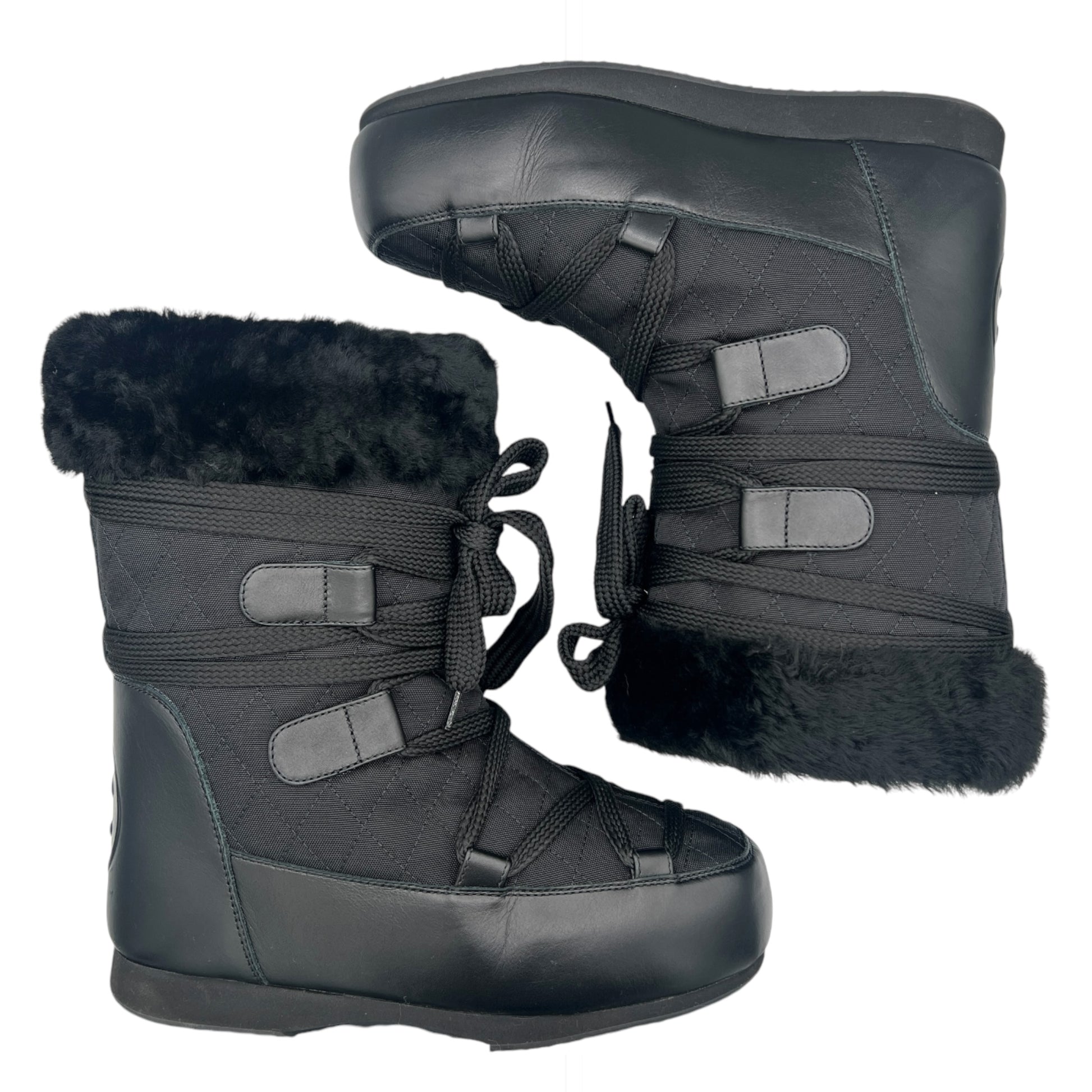 Chanel Black Shearling Moon Boots - Outfit Repeater