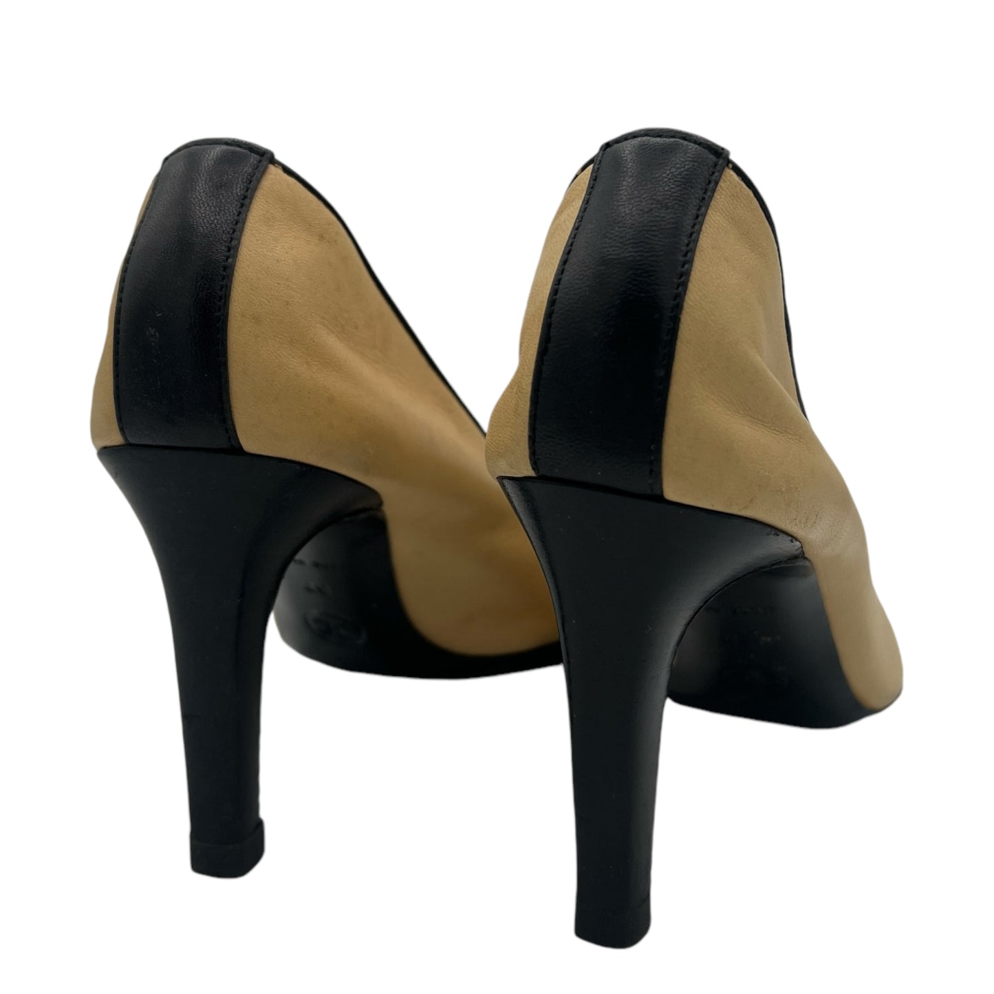 Chanel Tan & Black Lambskin Logo Ballet Heels - Outfit Repeater