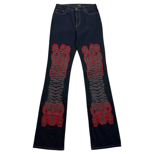 Just Cavalli Roberto Cavalli Red Tiger Embroidered Jeans