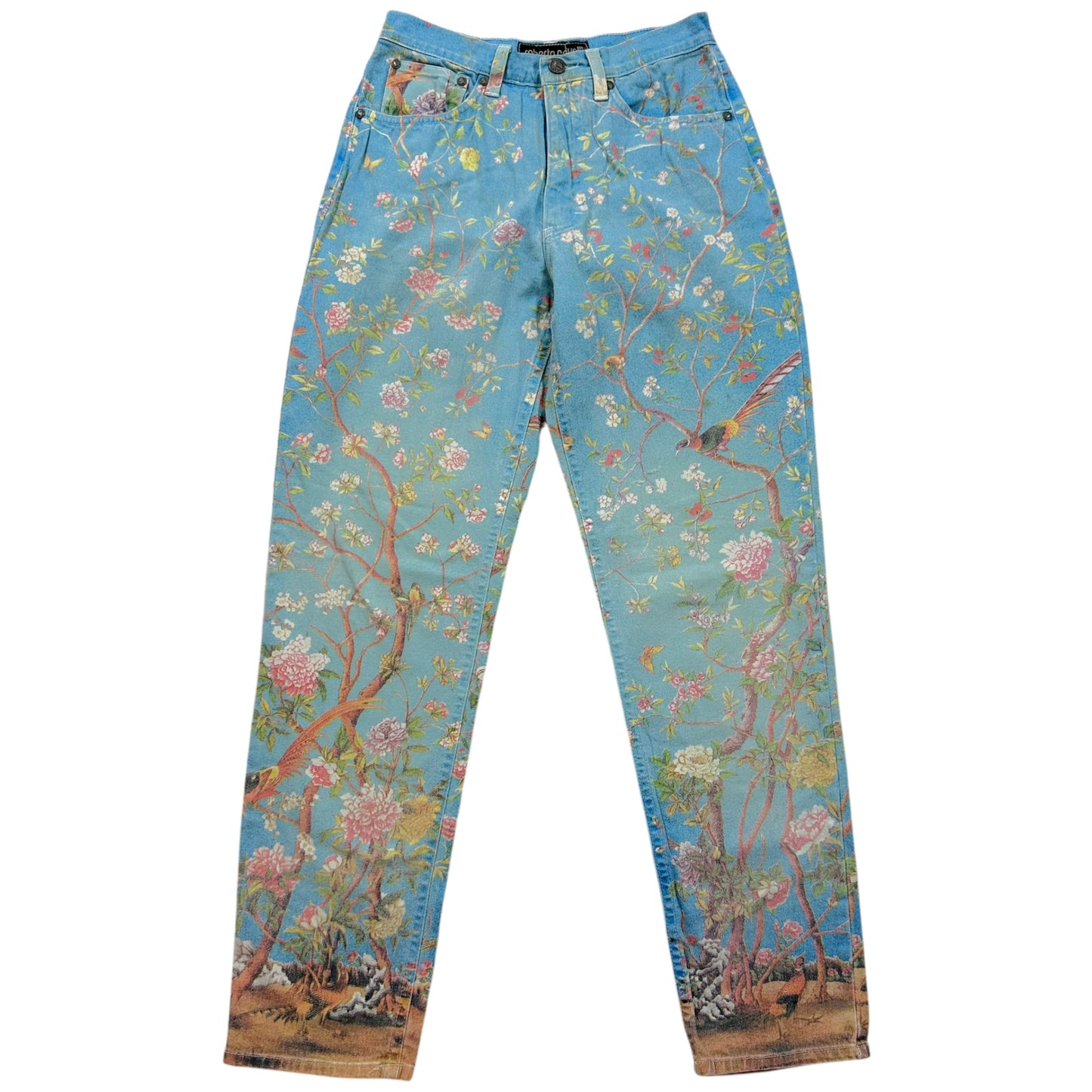 Roberto Cavalli 90's Blue Floral Printed Jeans