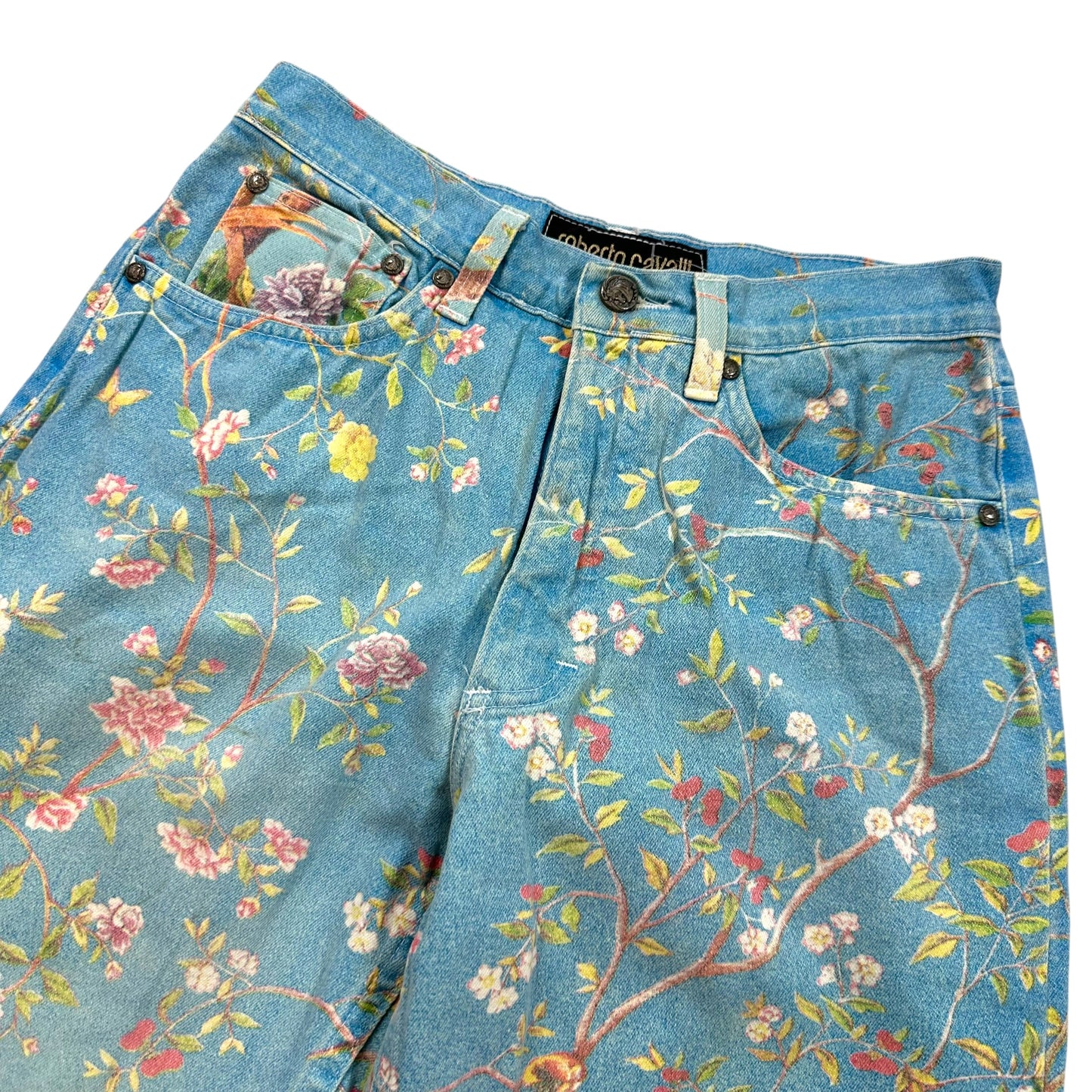 Roberto Cavalli 90's Blue Floral Printed Jeans