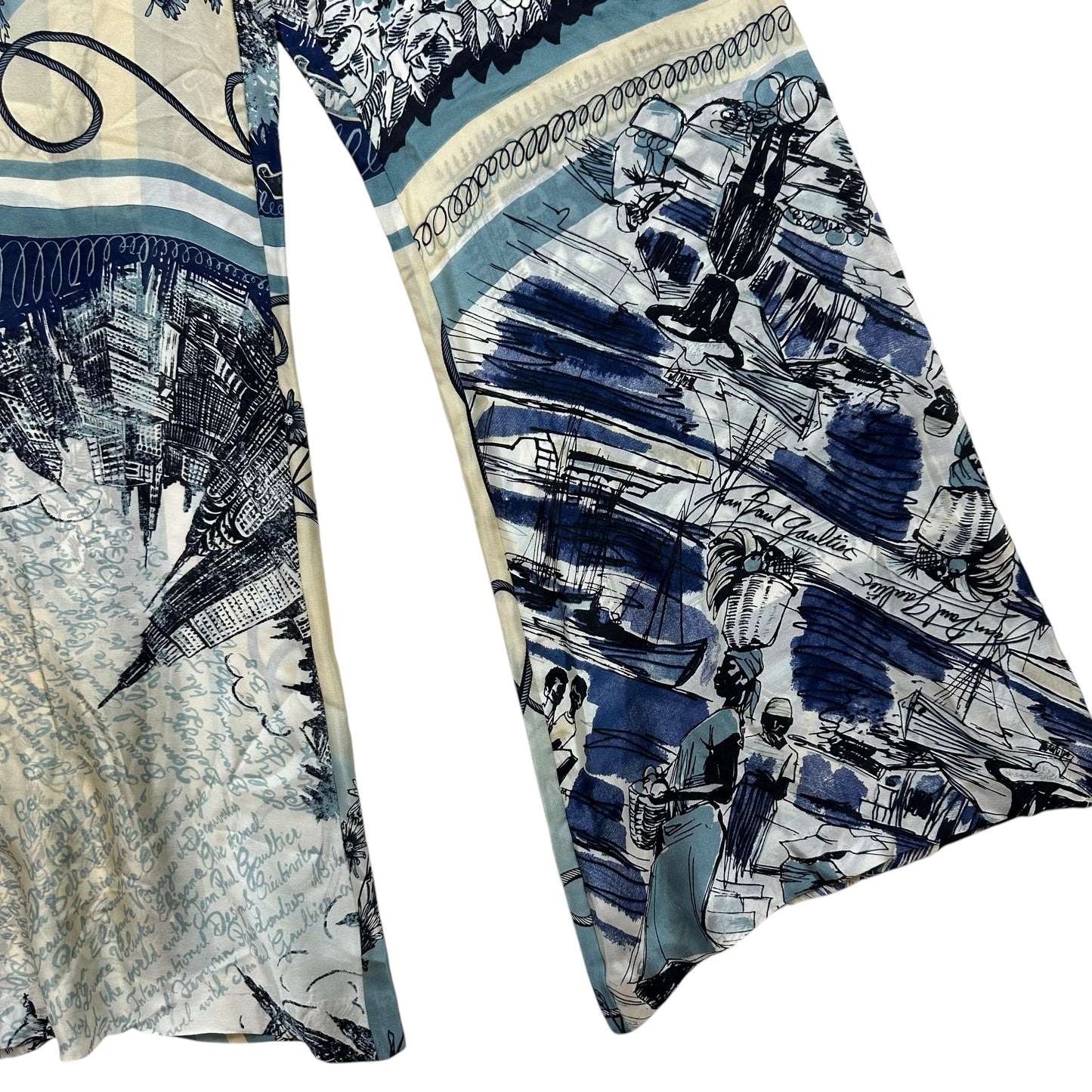 Jean Paul Gaultier Blue Printed Silk Pants