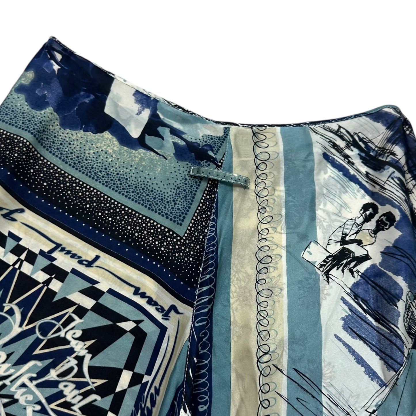 Jean Paul Gaultier Blue Printed Silk Pants