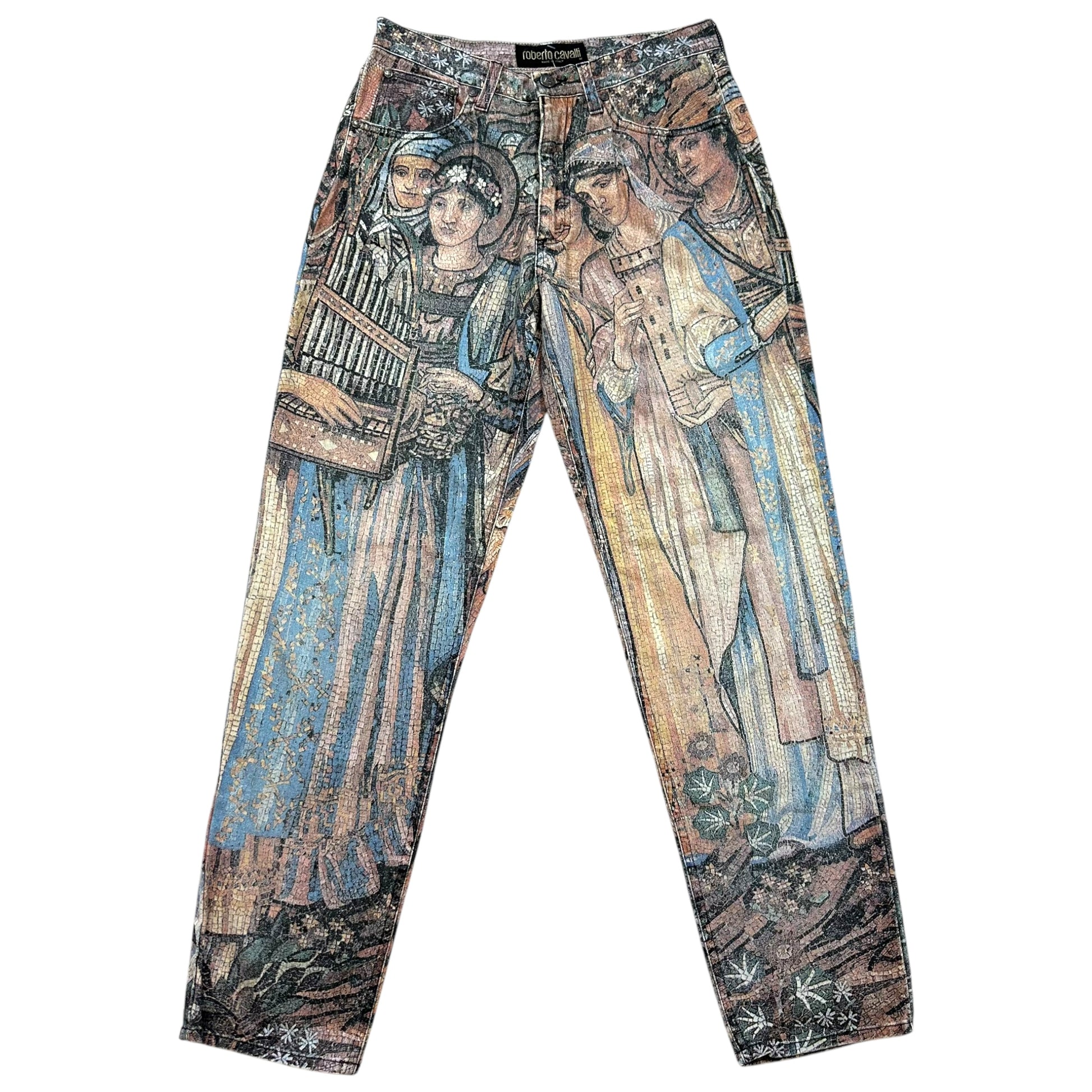 Roberto Cavalli 90's Holy Figures Mosaic Tile Printed Jeans - Outfit Repeater