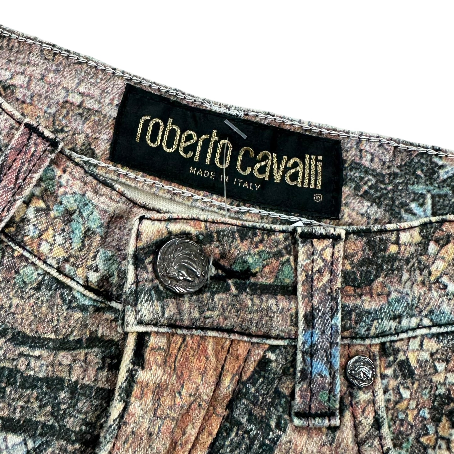 Roberto Cavalli 90's Holy Figures Mosaic Tile Printed Jeans - Outfit Repeater