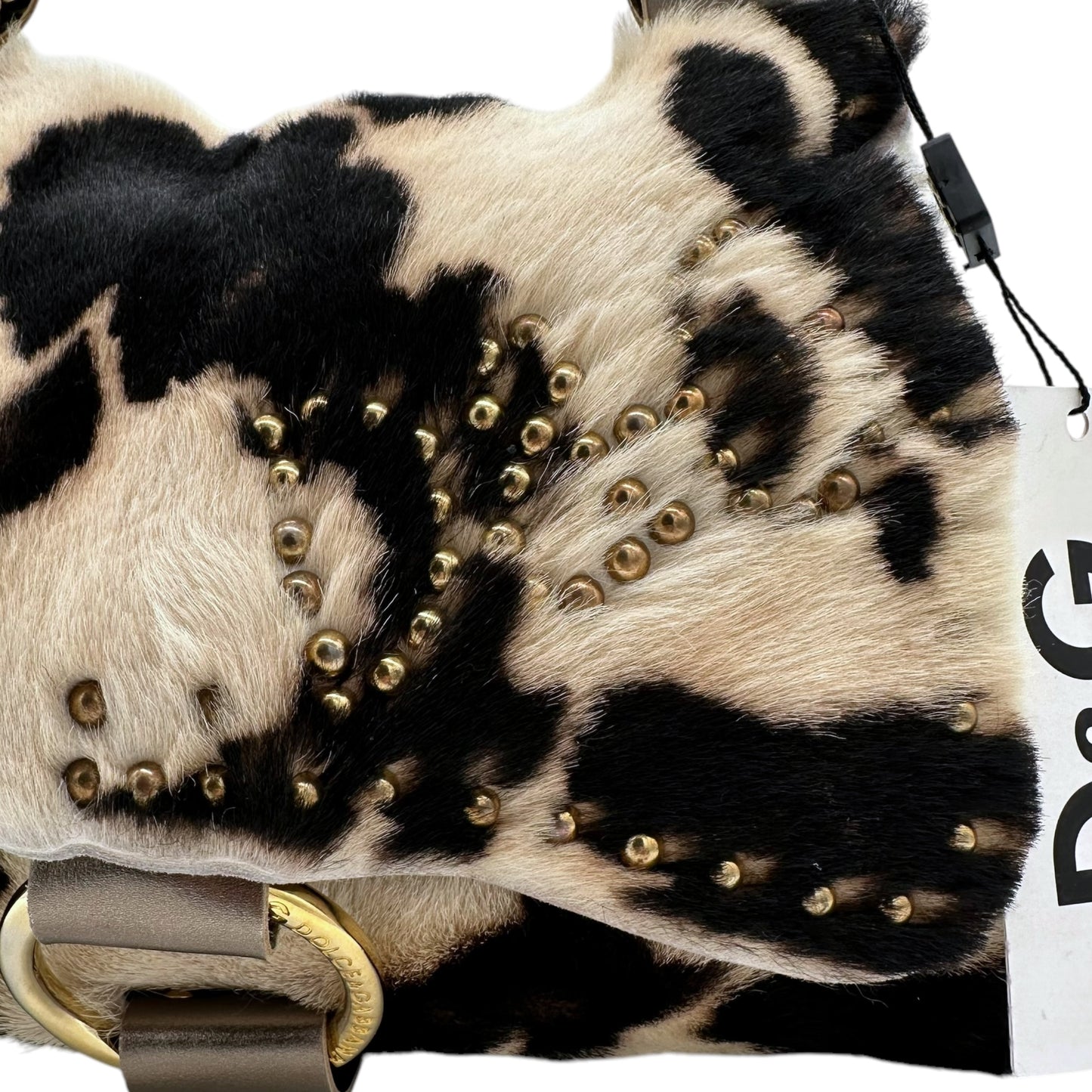 D&G Dolce & Gabbana Cowhide Studded Logo Bag