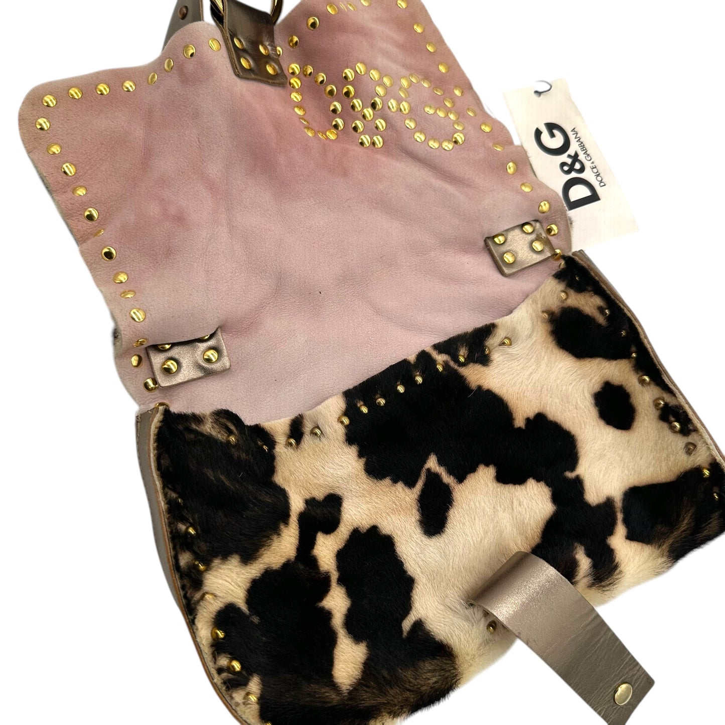 D&G Dolce & Gabbana Cowhide Studded Logo Bag