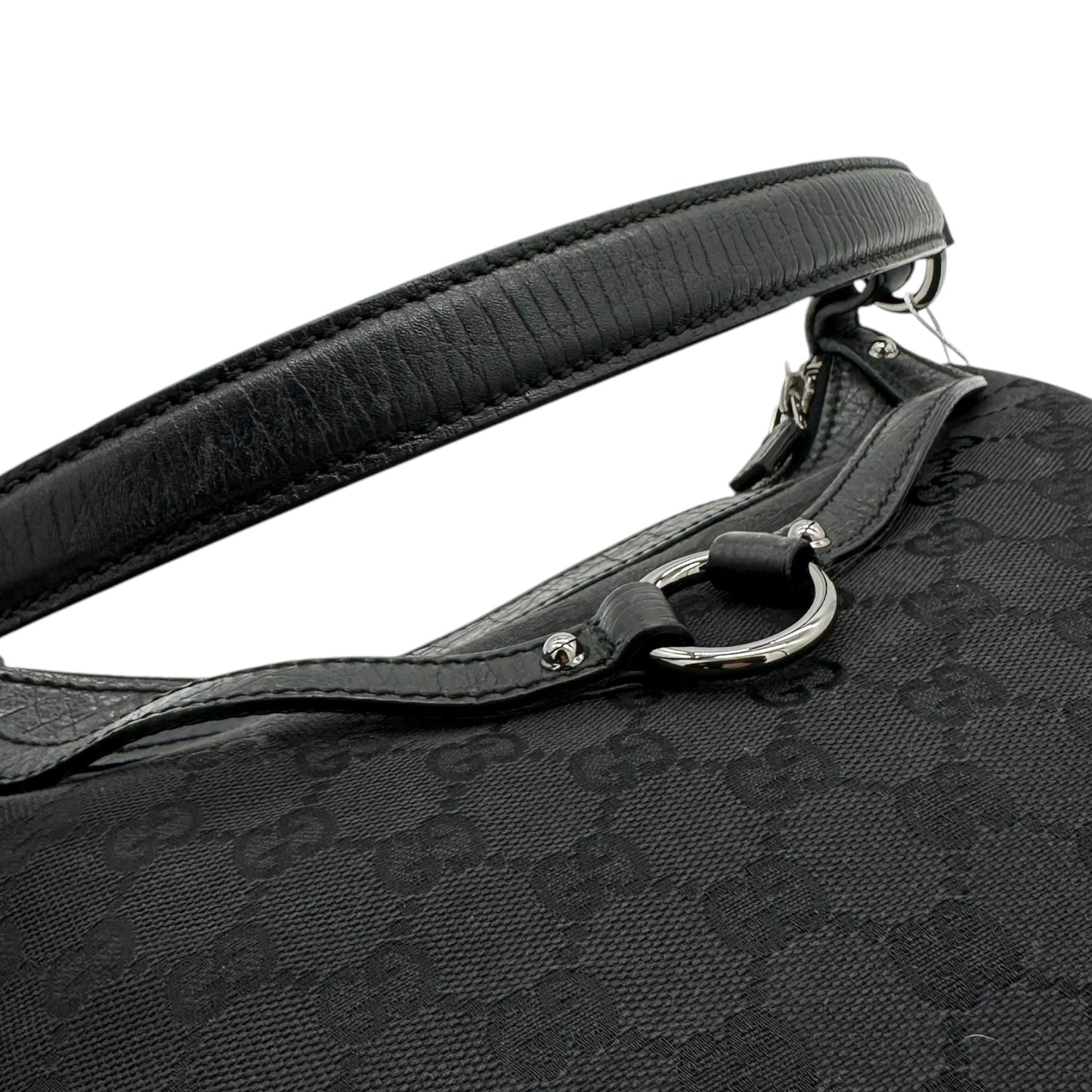 Gucci Black Monogram Canvas Horsebit Shoulder Bag