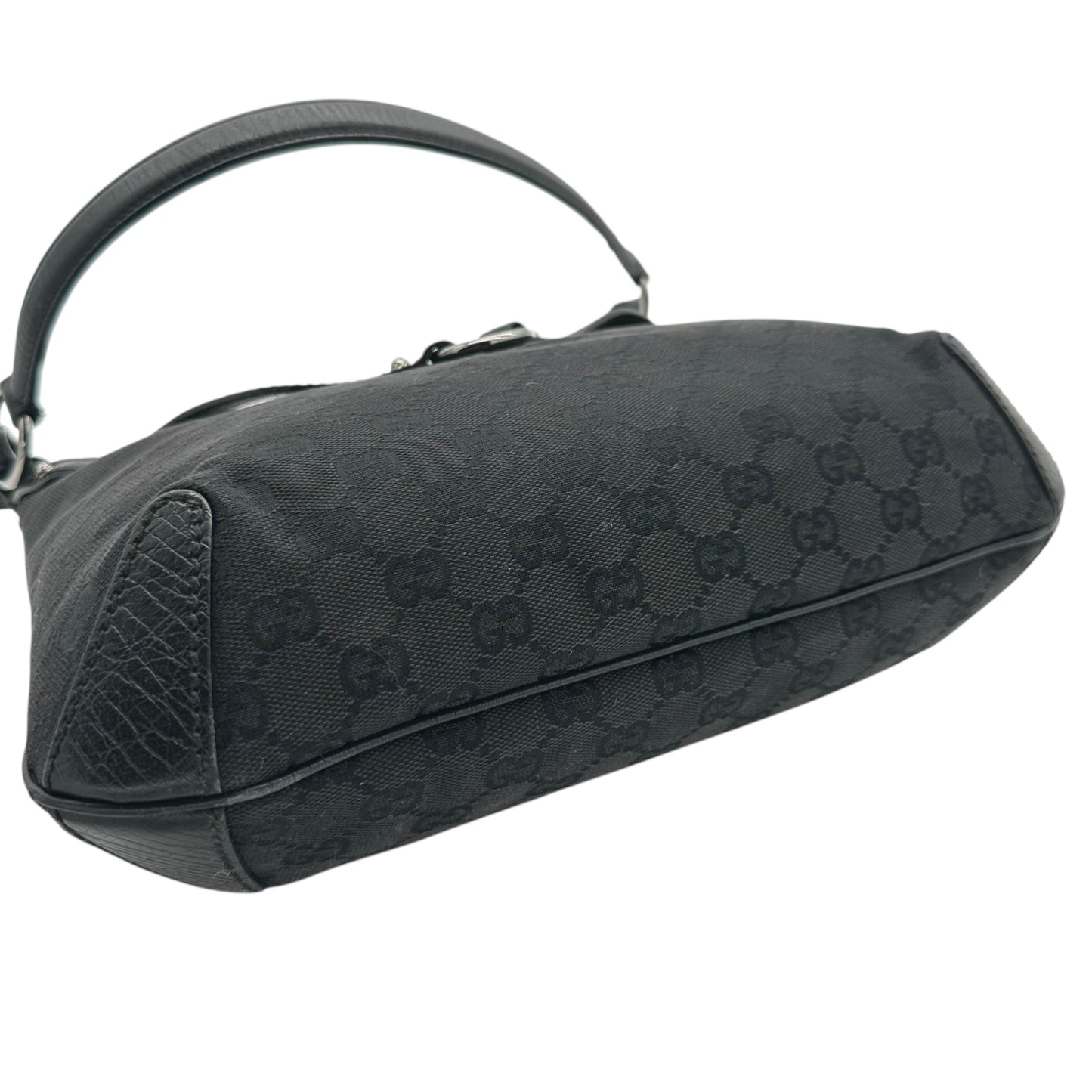 Gucci Black Monogram Canvas Horsebit Shoulder Bag