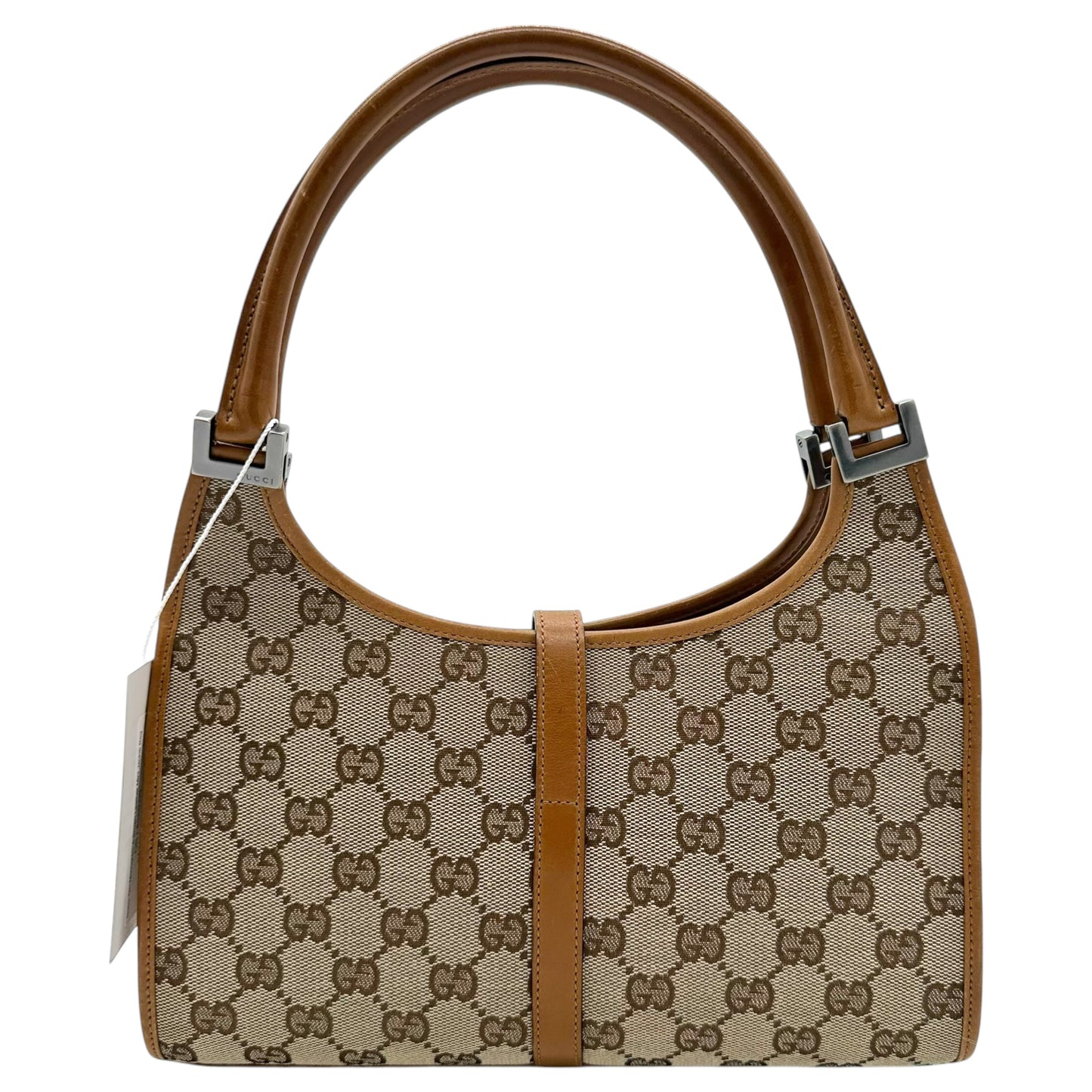 Gucci Tan Monogram & Brown Leather Mini Jackie Bag