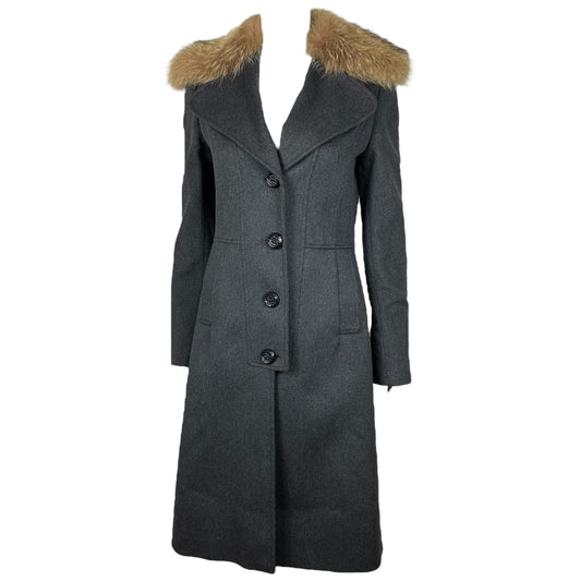 Dolce & Gabbana Gray Cashmere & Wool Fur Collar Coat