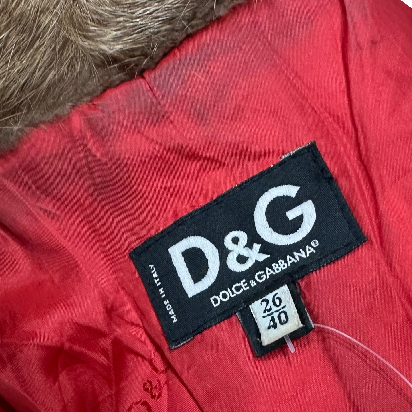 D&G Dolce & Gabbana Red Leather & Fur Jacket