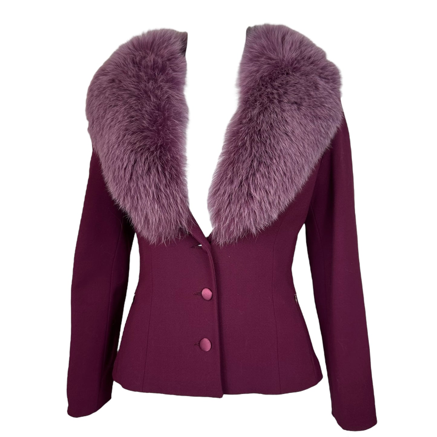 Anna Molinari of Blumarine Fur Collar Purple Jacket