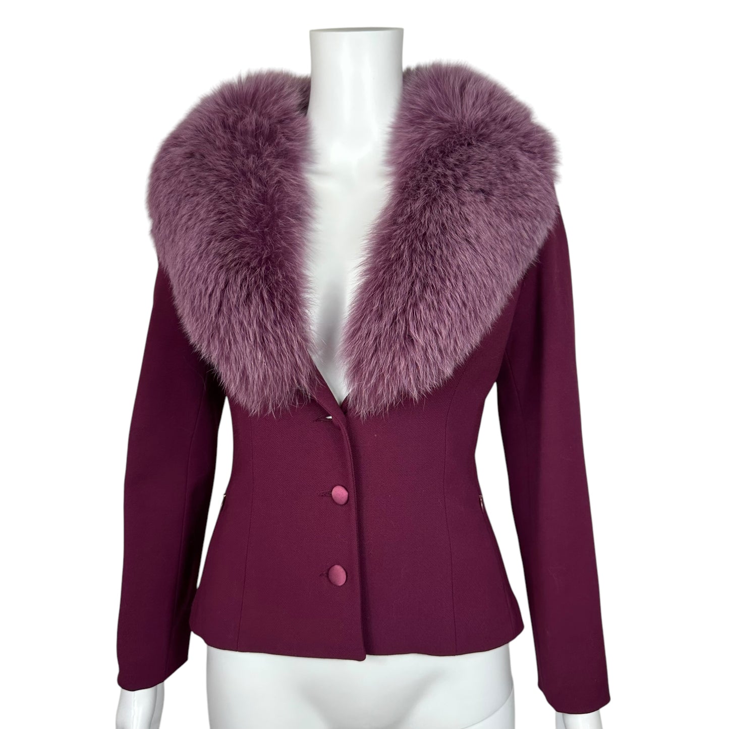 Anna Molinari of Blumarine Fur Collar Purple Jacket