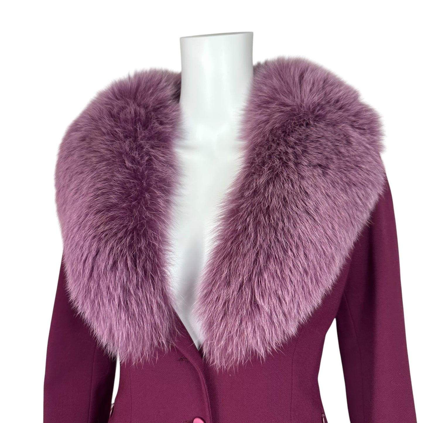 Anna Molinari of Blumarine Fur Collar Purple Jacket