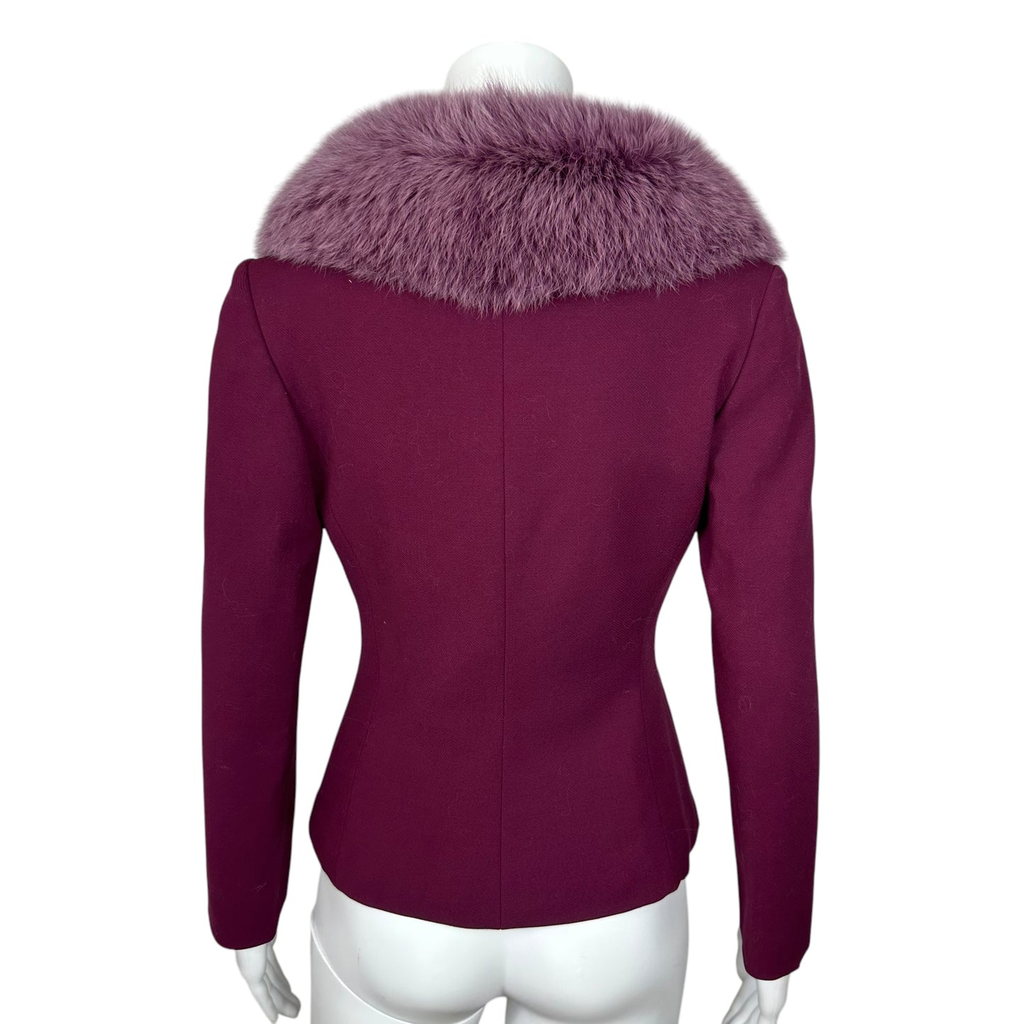 Anna Molinari of Blumarine Fur Collar Purple Jacket