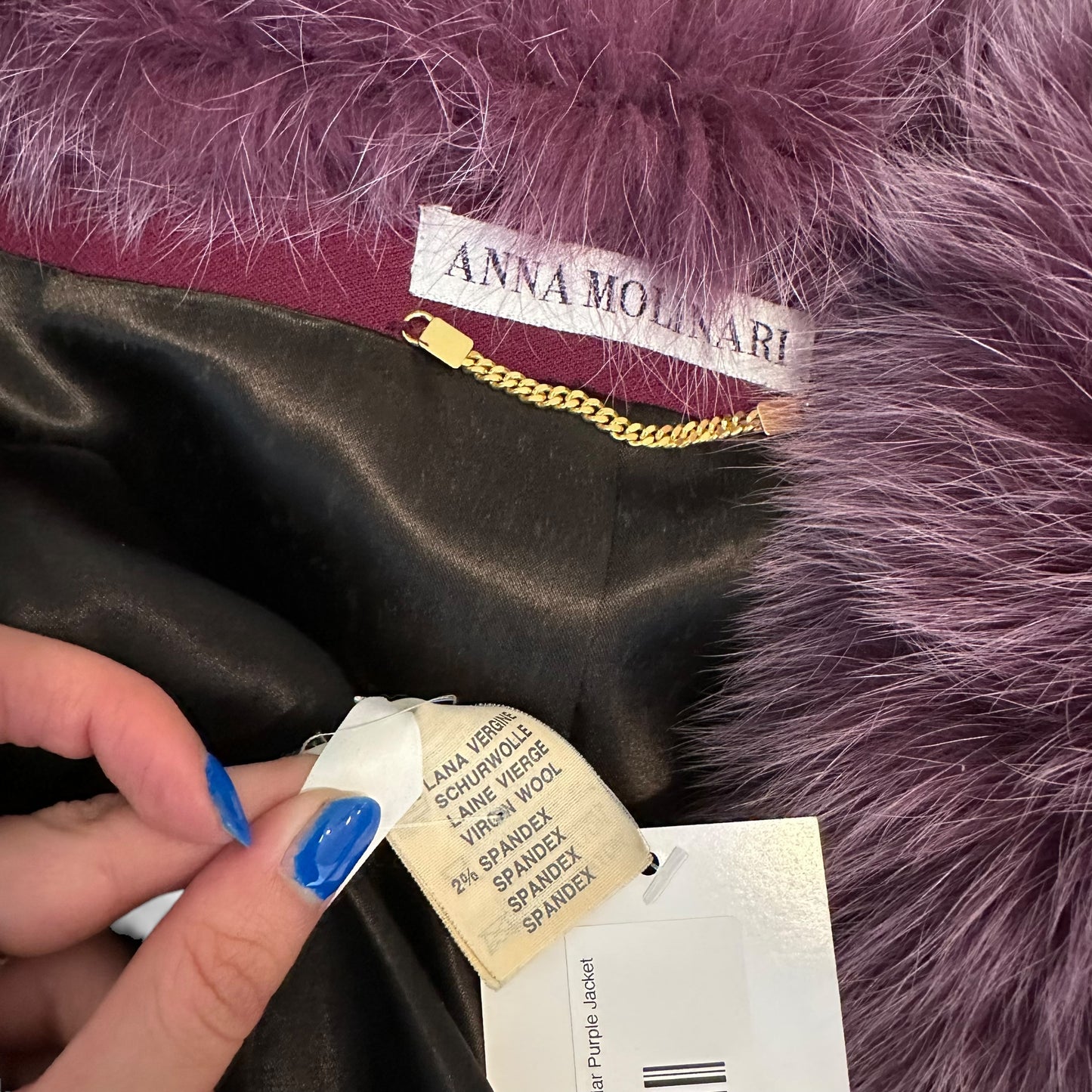 Anna Molinari of Blumarine Fur Collar Purple Jacket