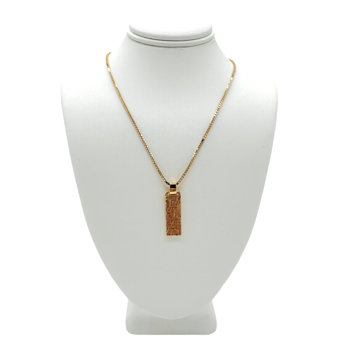 Christian Dior Gold Monogram Tag Necklace