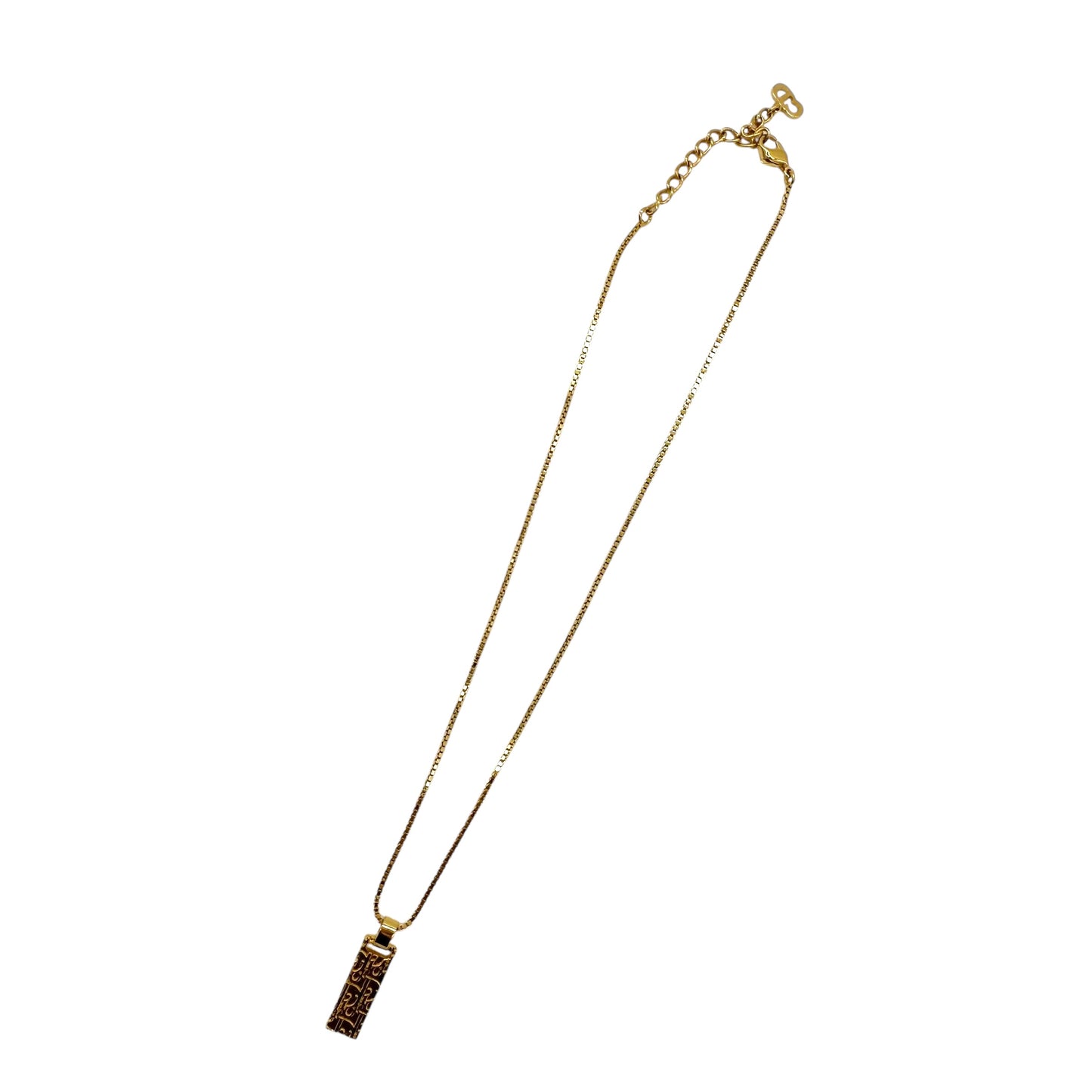 Christian Dior Gold Monogram Tag Necklace