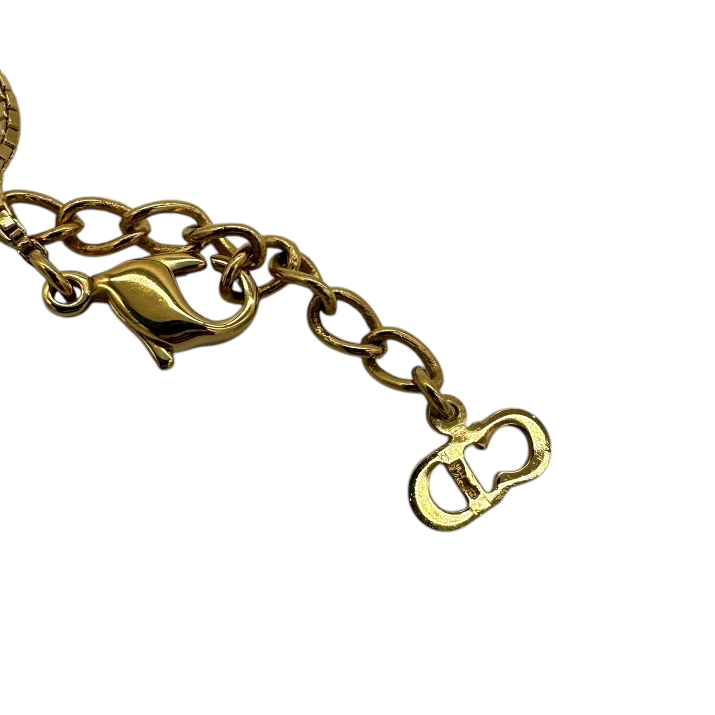 Christian Dior Gold Monogram Tag Necklace