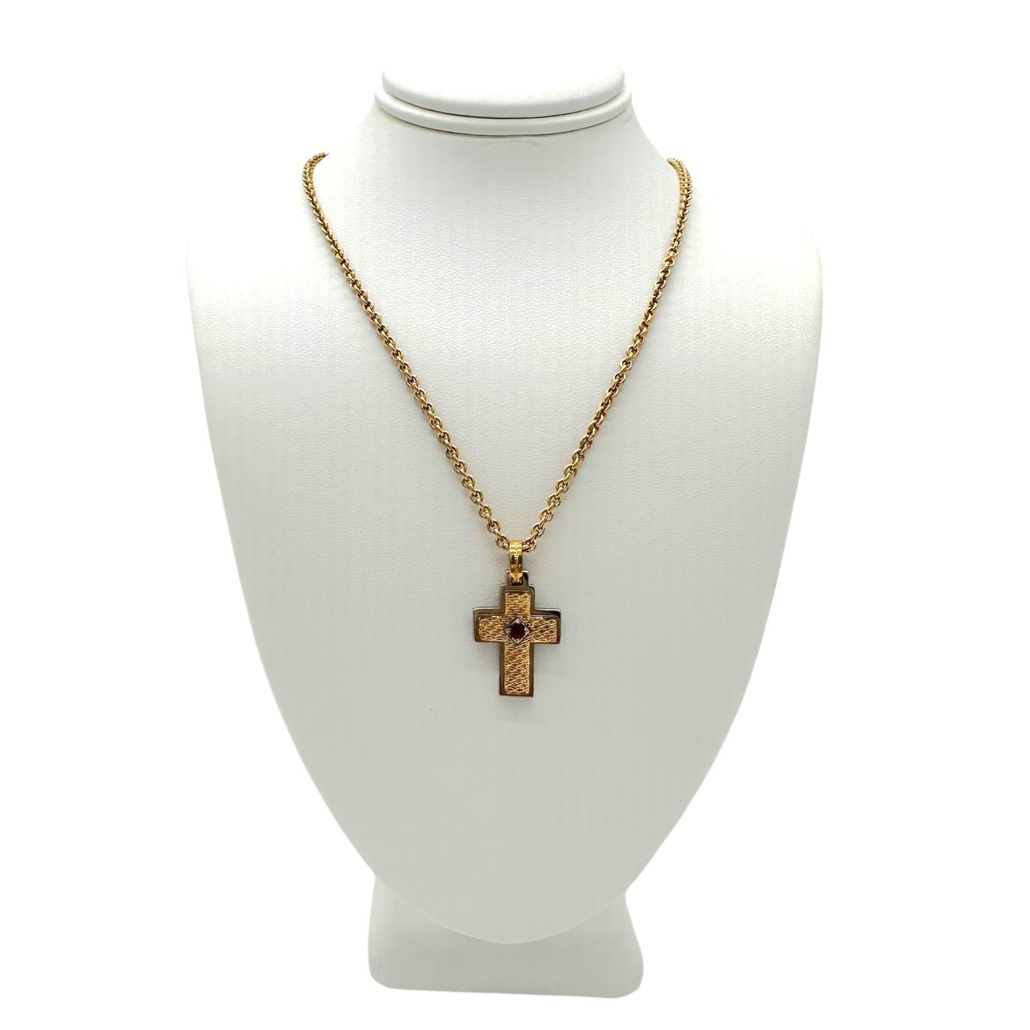 Dolce & Gabbana Gold & Ruby Cross Necklace