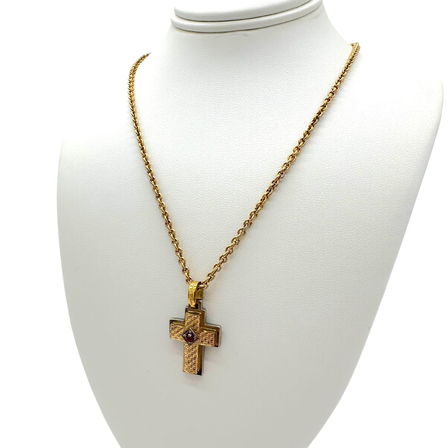 Dolce & Gabbana Gold & Ruby Cross Necklace