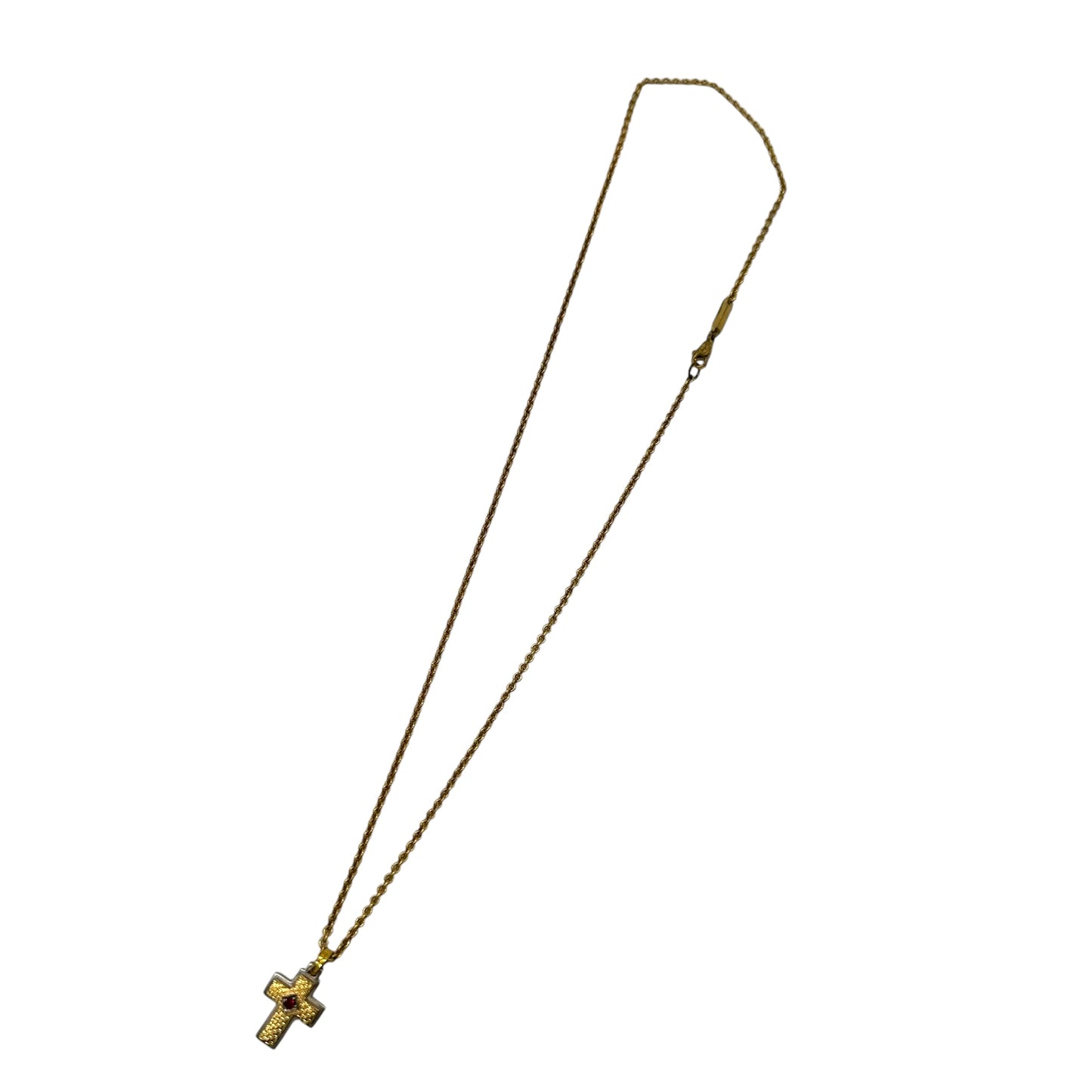 Dolce & Gabbana Gold & Ruby Cross Necklace