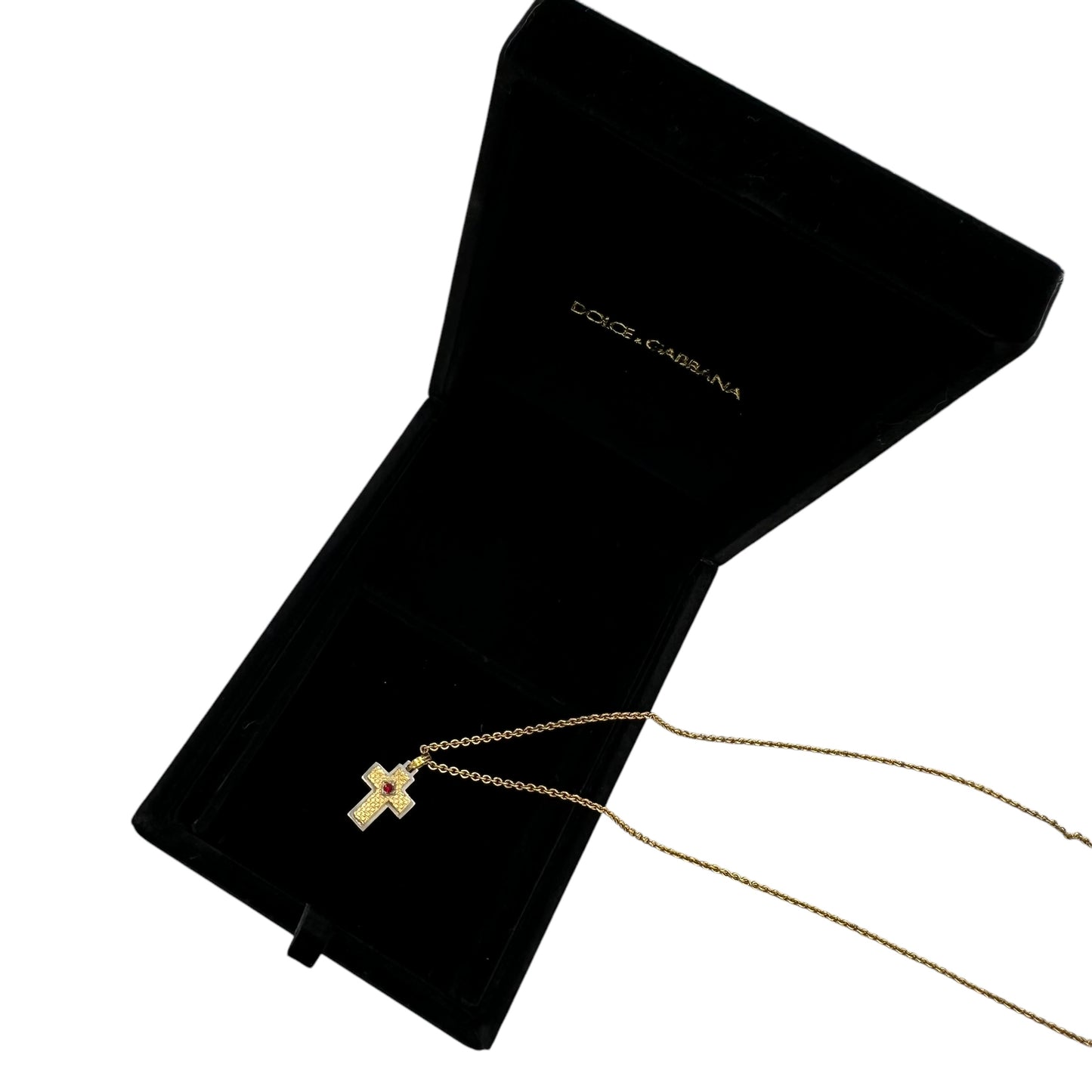 Dolce & Gabbana Gold & Ruby Cross Necklace