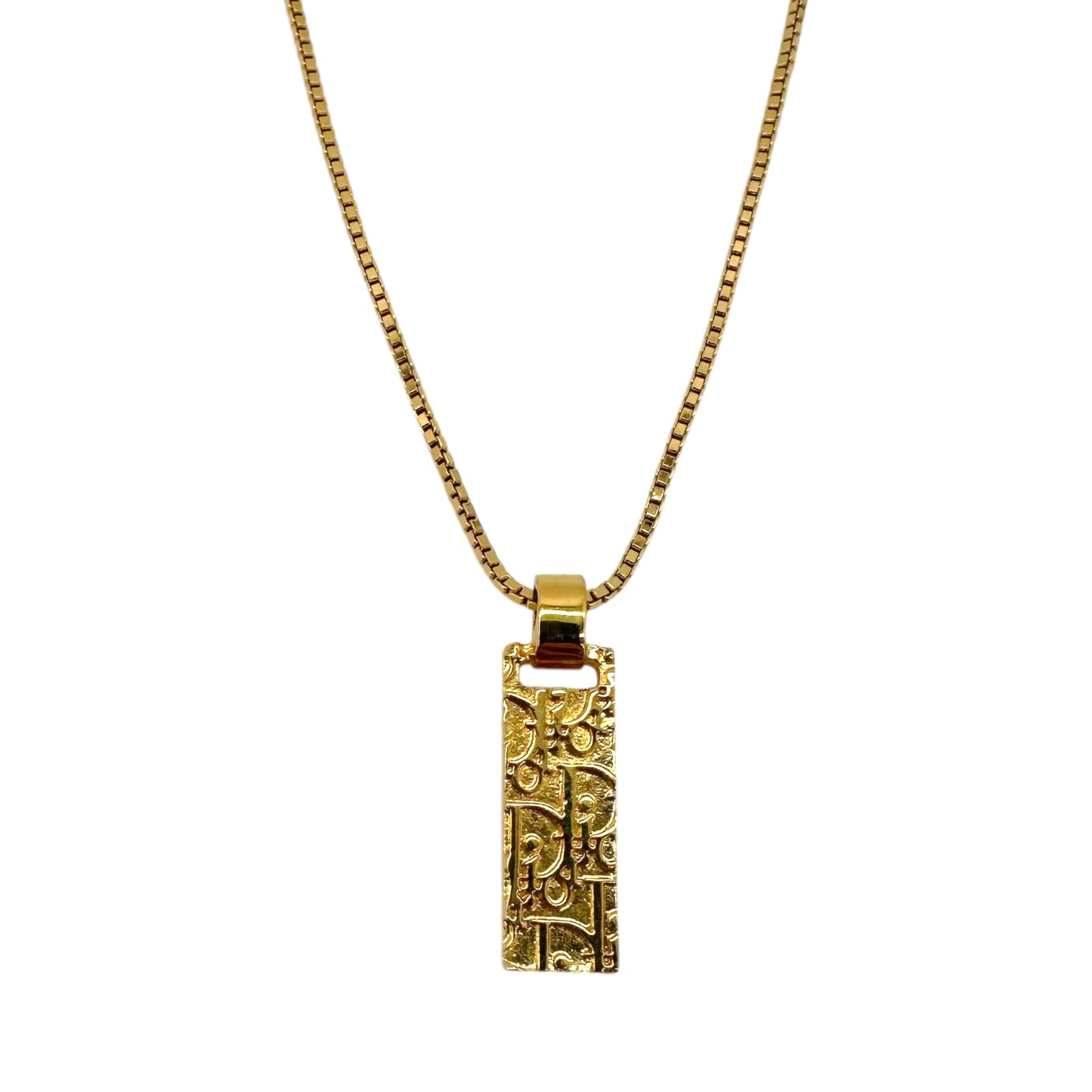 Christian Dior Gold Monogram Tag Necklace