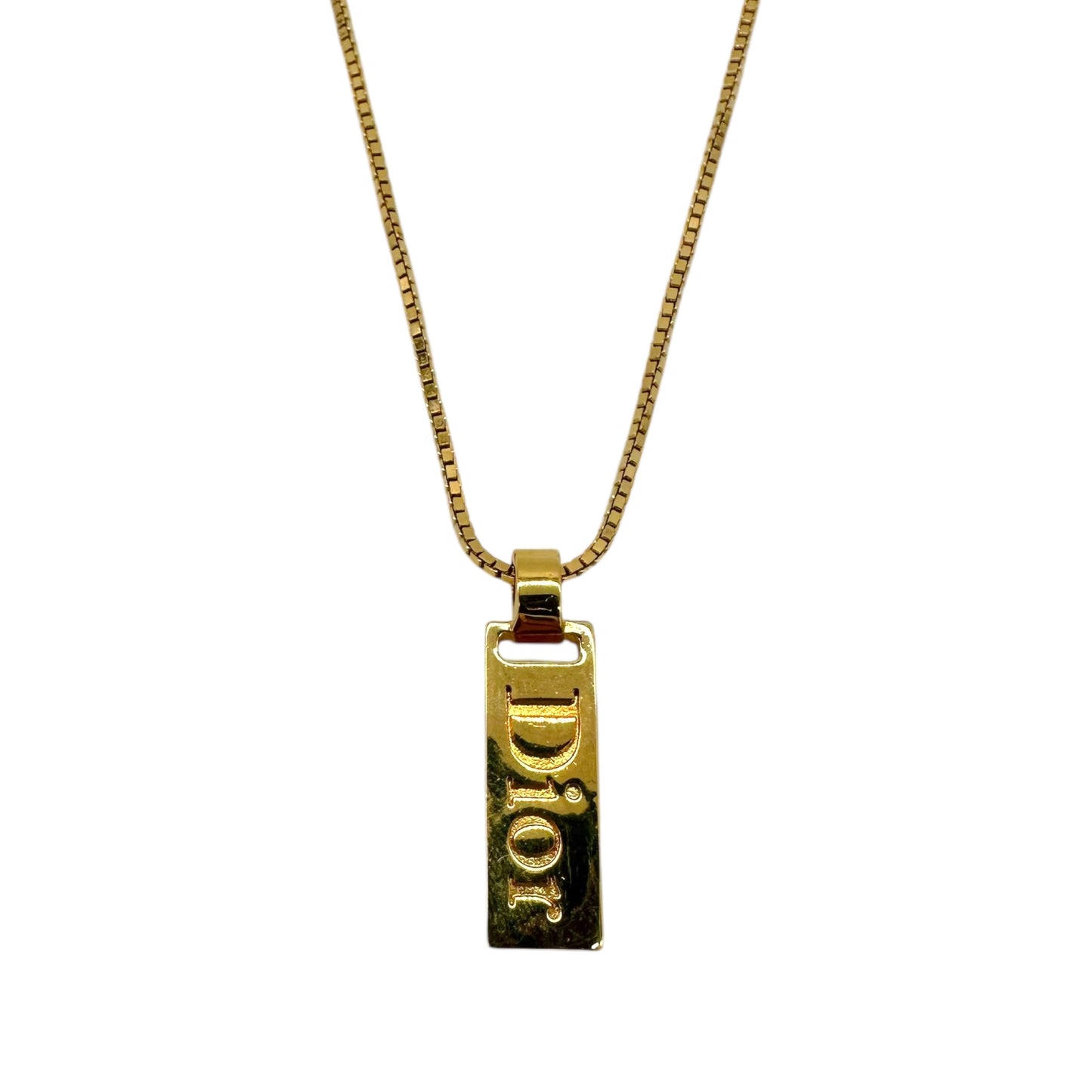 Christian Dior Gold Monogram Tag Necklace