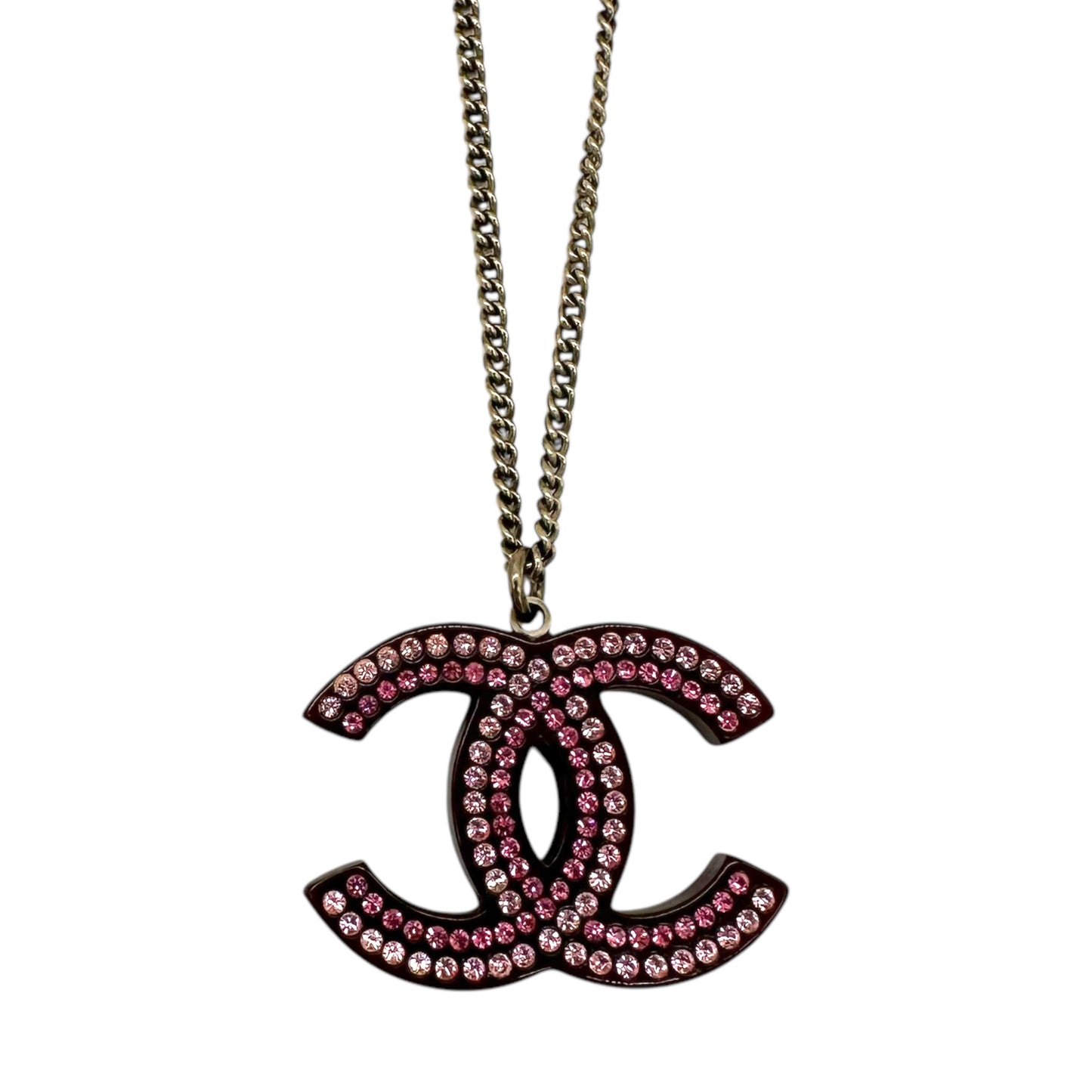 Chanel Purple Rhinestone Logo Necklace