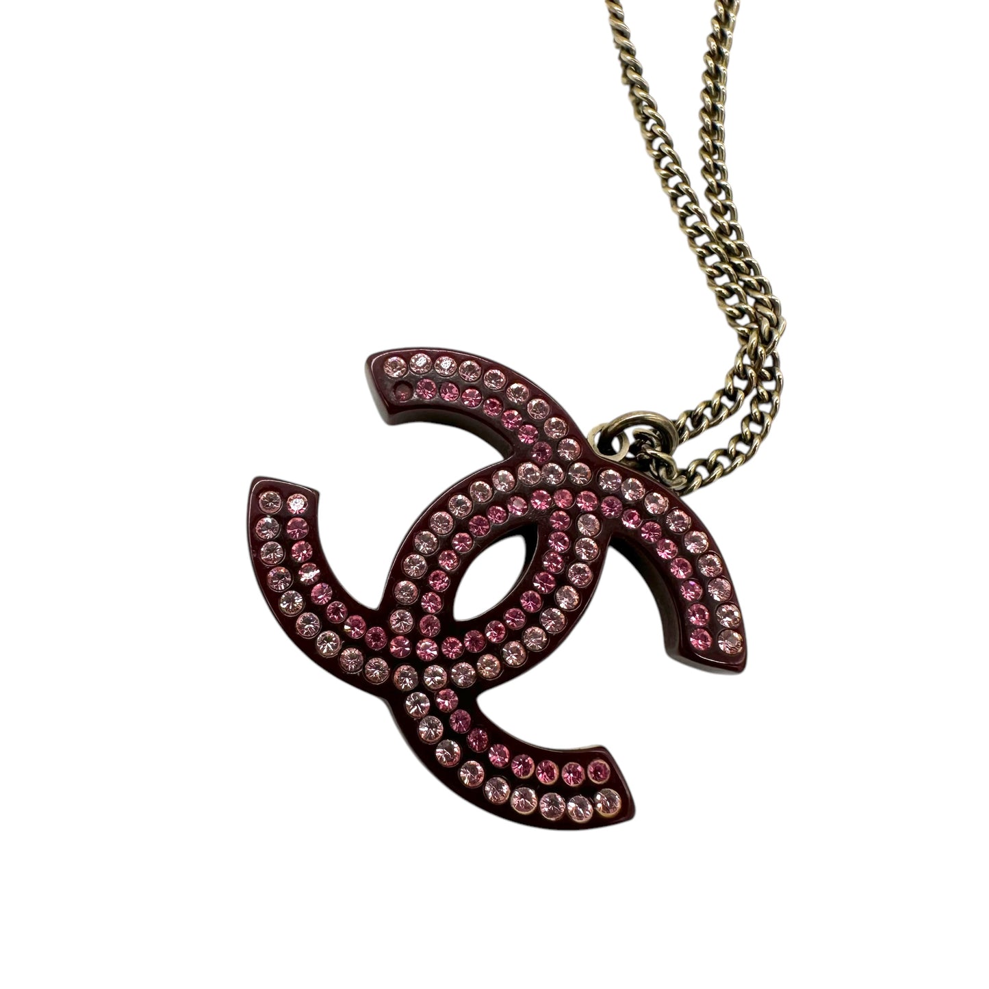 Chanel Purple Rhinestone Logo Necklace