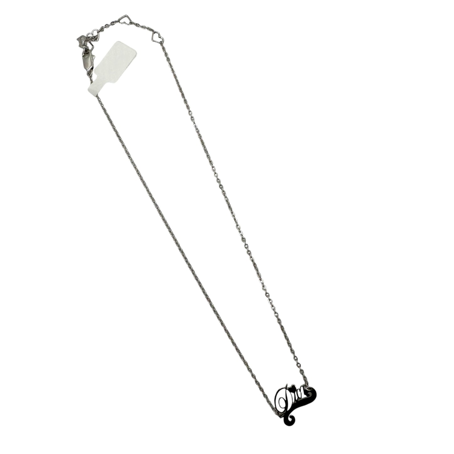 Dior Silver Cursive Logo Necklace