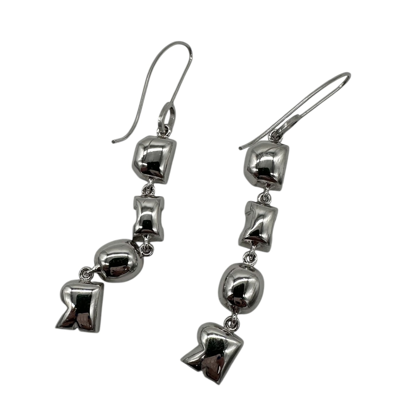 Dior Silver Rhinestone Logo Dangly Earrings