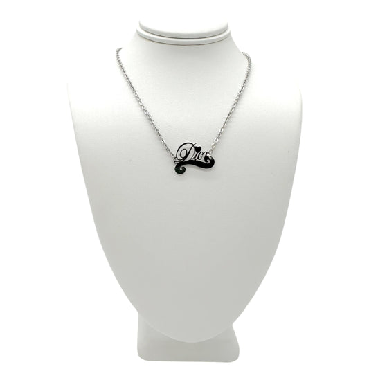 Dior Silver Cursive Logo Necklace