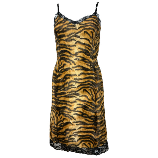 D&G Dolce & Gabbana 90's Tiger Print Faux Fur Cami Dress