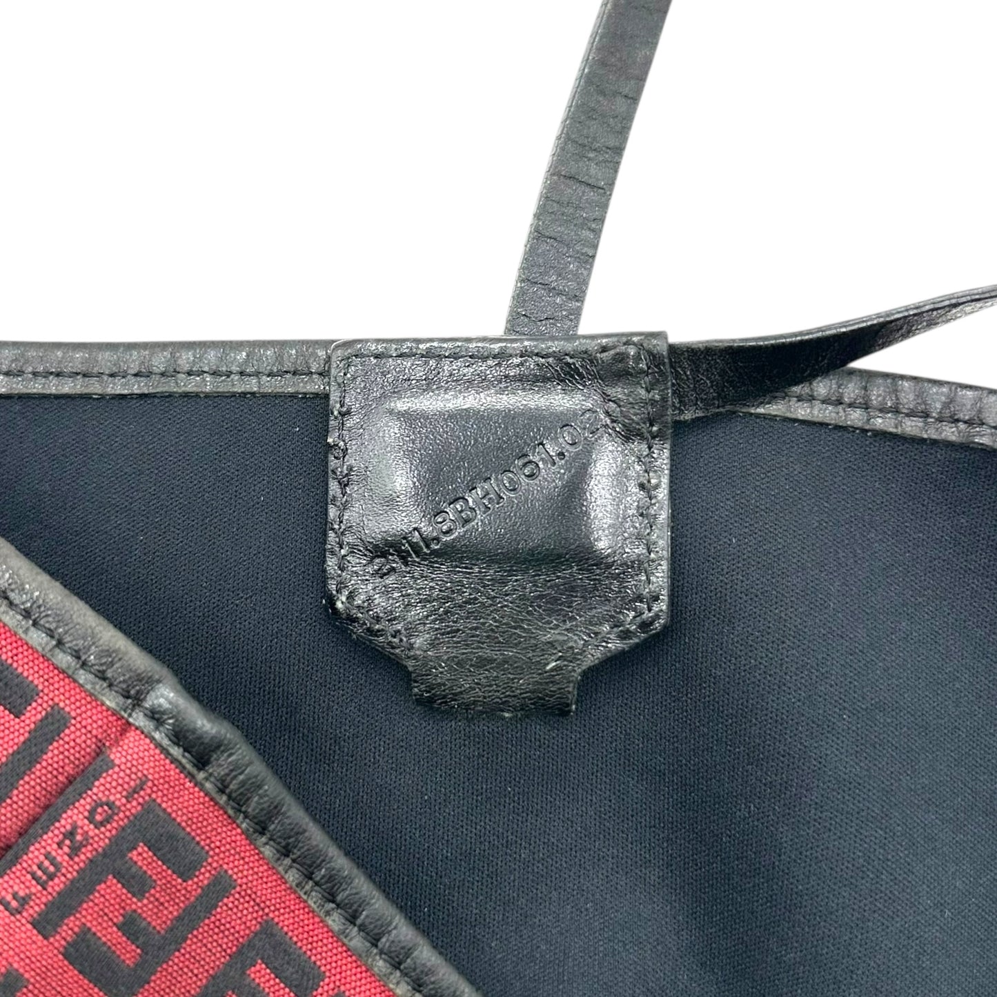 Fendi Black & Red Zucchino Monogram Tote Bag