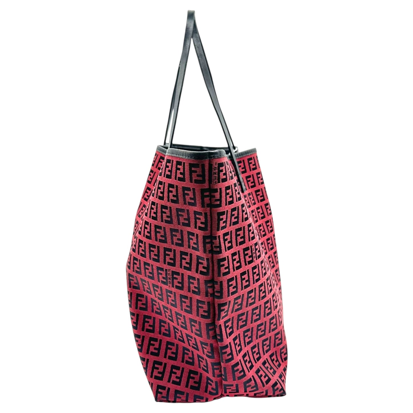 Fendi Black & Red Zucchino Monogram Tote Bag