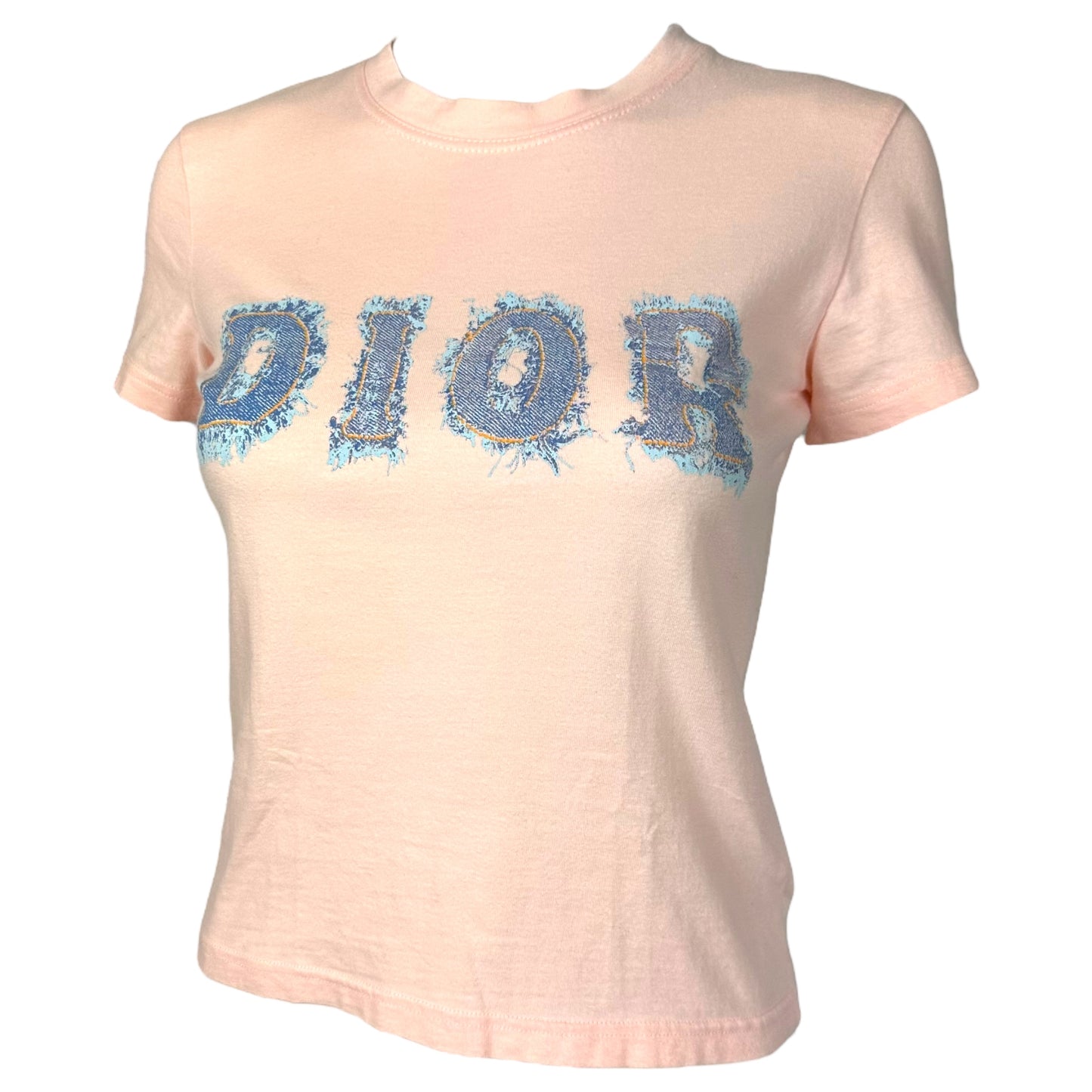 Christian Dior S/S 2003 Pink Denim Look Logo T-Shirt