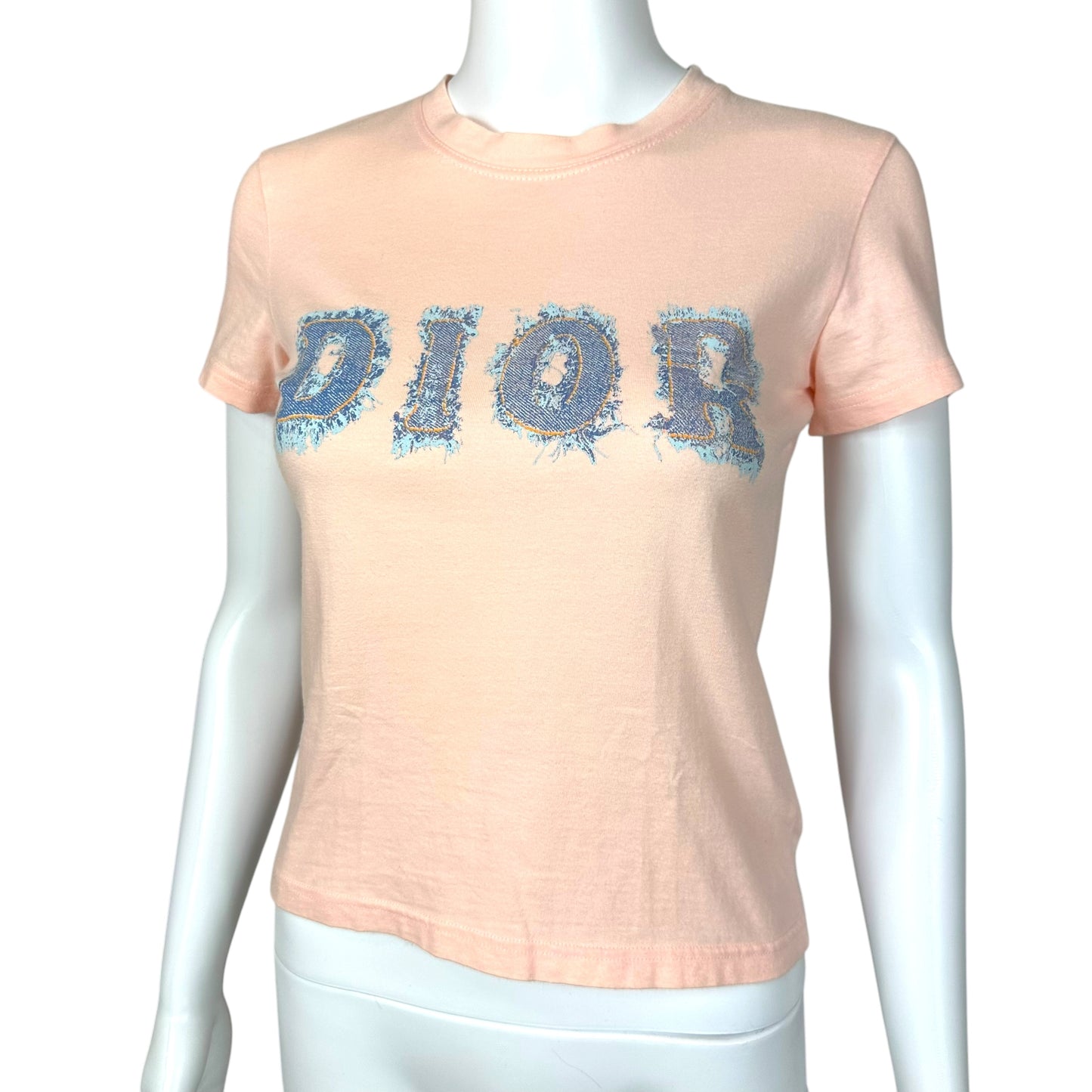 Christian Dior S/S 2003 Pink Denim Look Logo T-Shirt