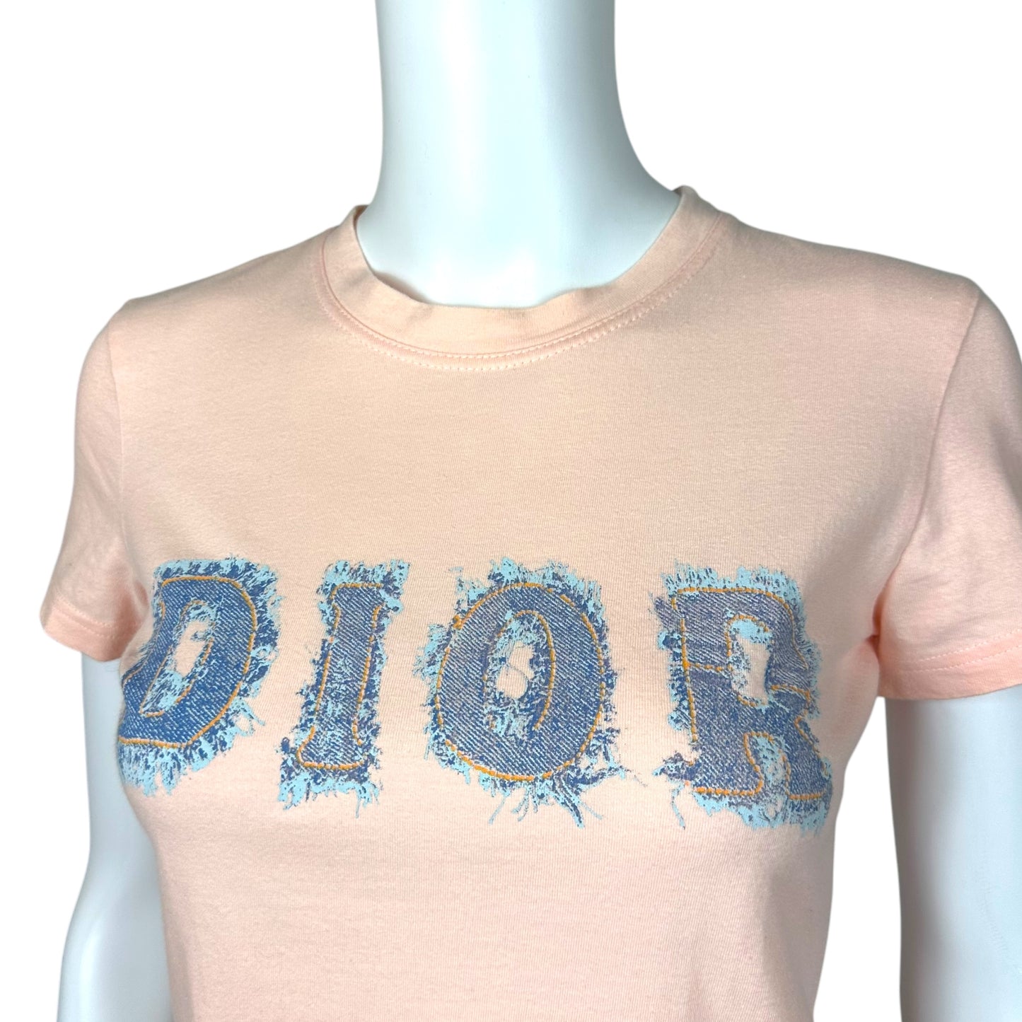 Christian Dior S/S 2003 Pink Denim Look Logo T-Shirt